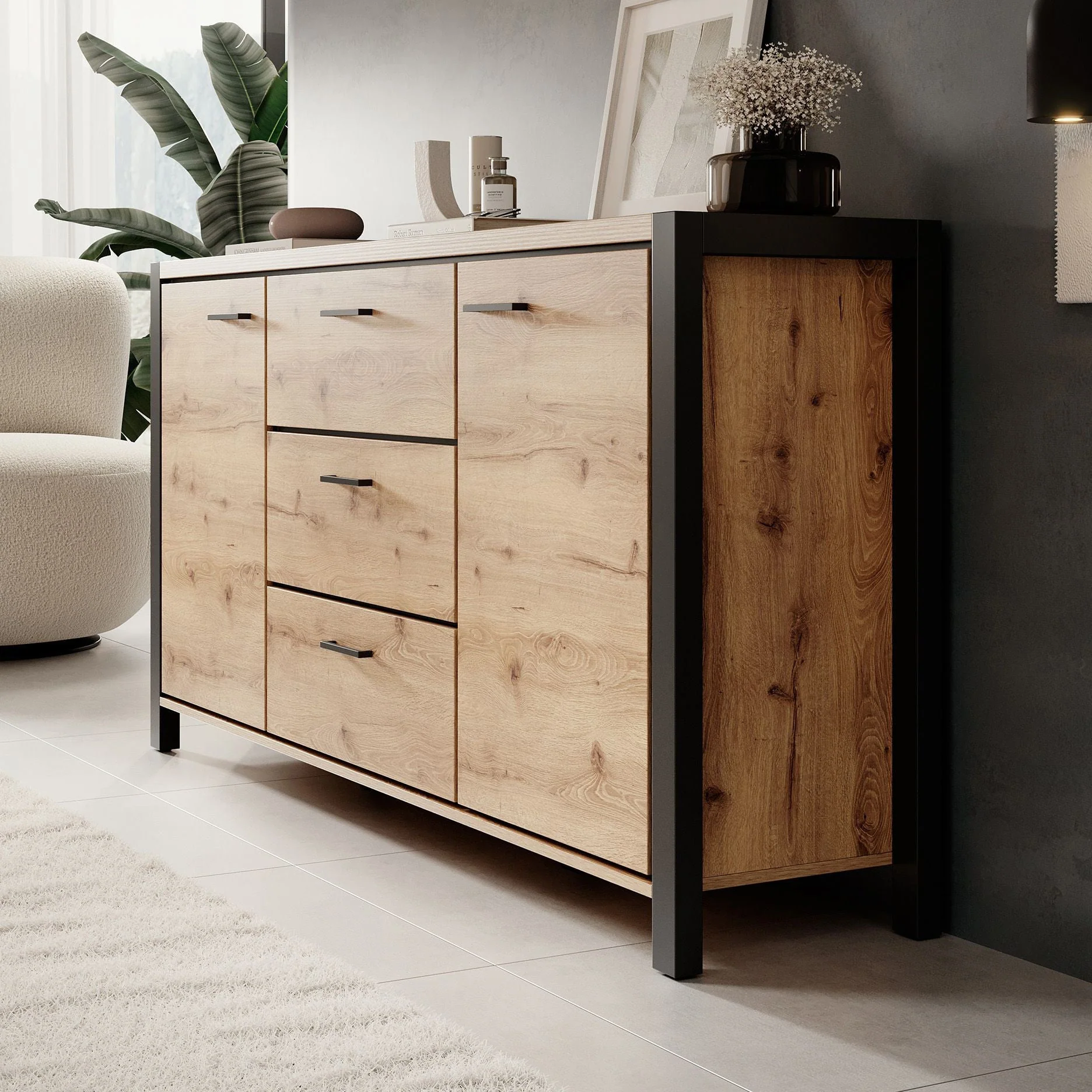 Acapulco - Dressoir - Eiken/zwart - 180x41x91 cm - Image 4