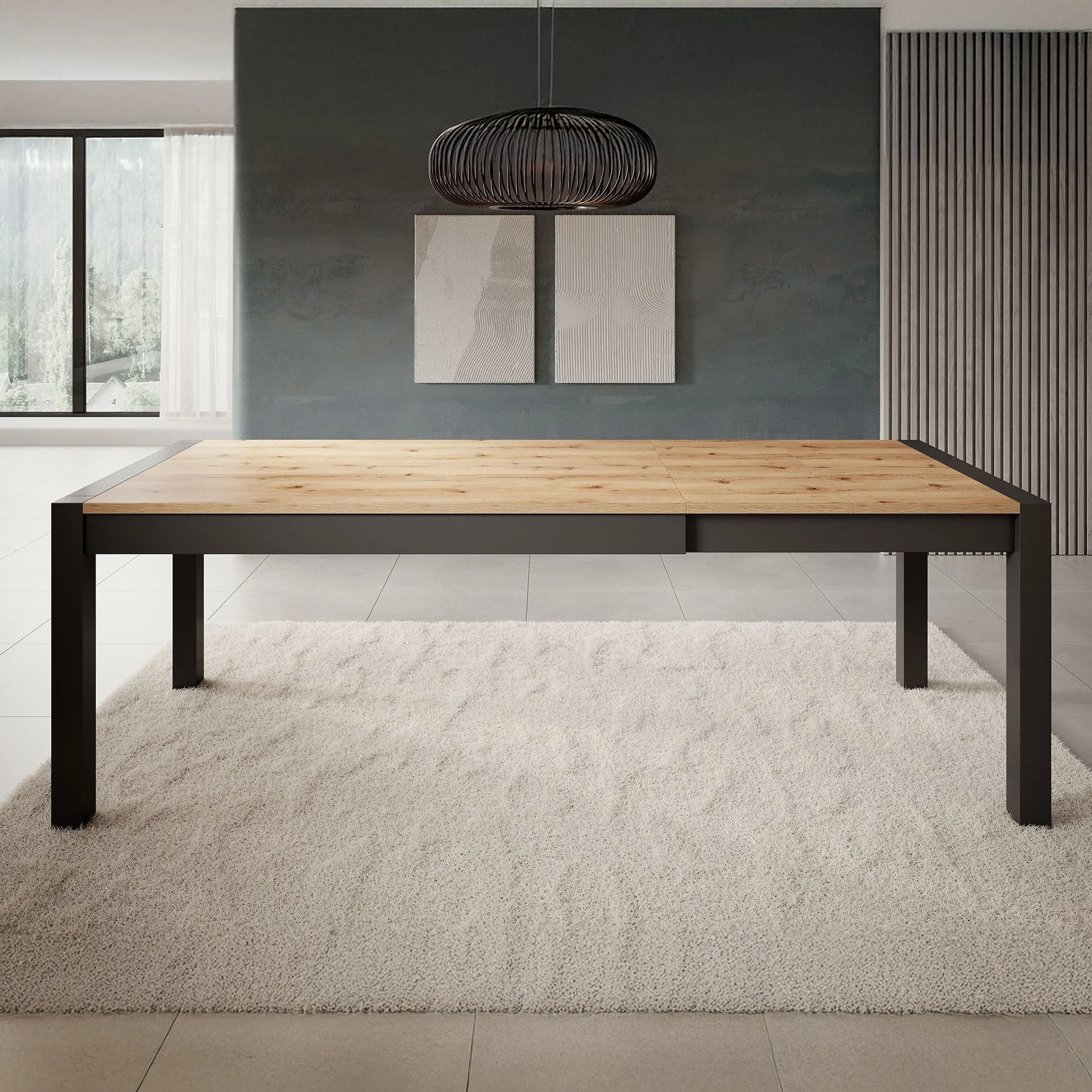 Acapulco - Eetkamertafel - Eiken/zwart - 160x90x79 cm - Image 2