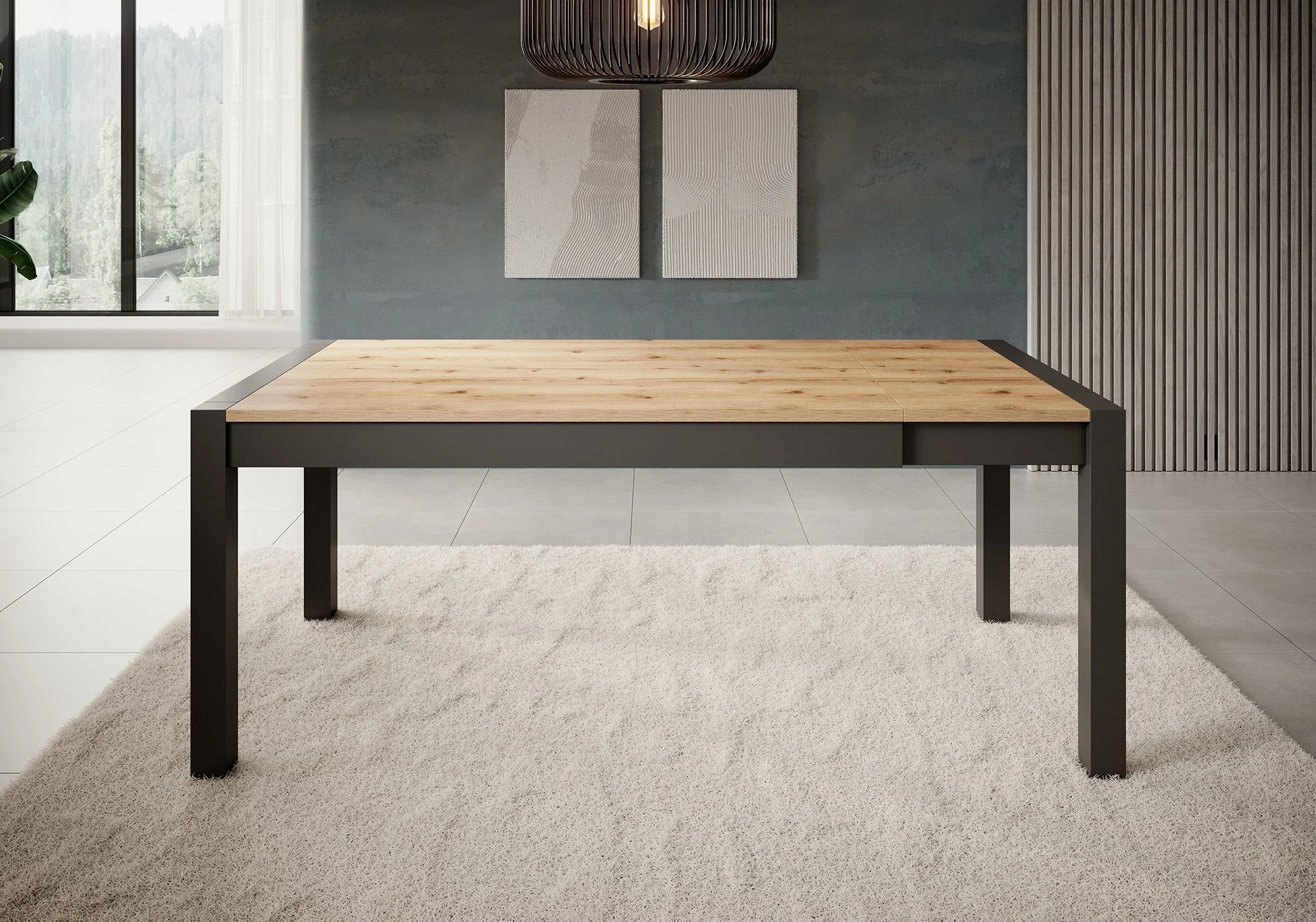 Acapulco - Eetkamertafel - Eiken/zwart - 160x90x79 cm - Image 4