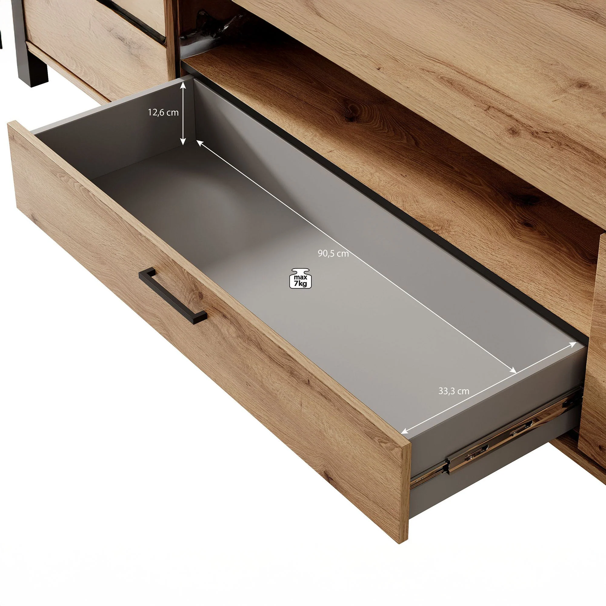 Acapulco - TV-Meubel - Eiken/zwart - 210 cm - Image 6