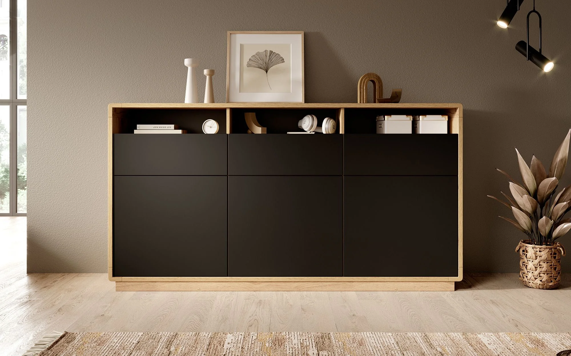 Acuna - Dressoir - Zwart/eiken - 180x40x96 cm - Image 3
