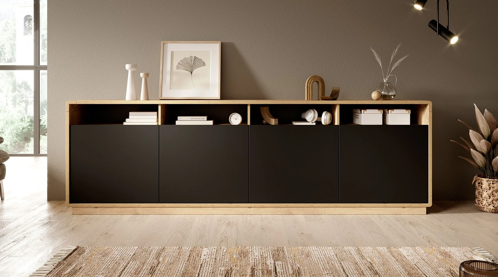 Acuna - Dressoir - Zwart/eiken - 238x40x75 cm - Image 2