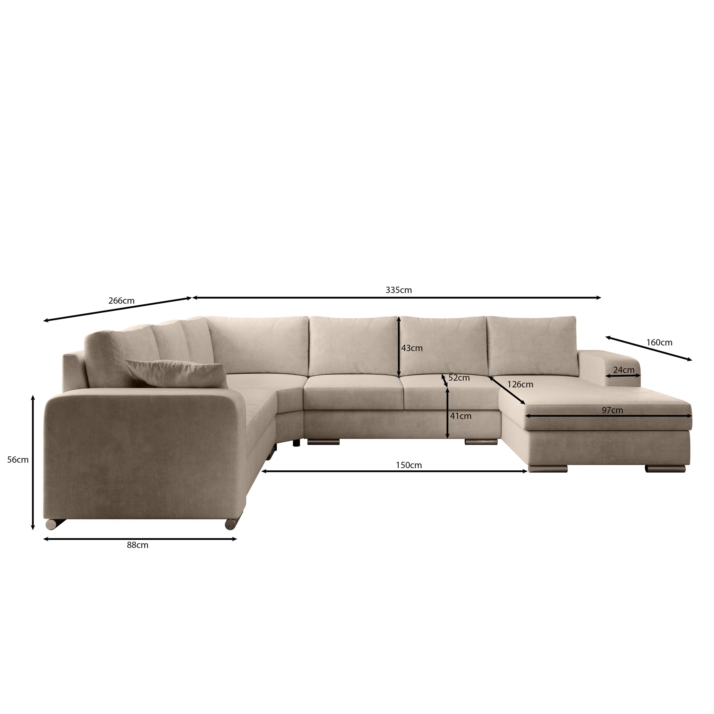 Adel - Hoekbank 5-zits met chaise longue - Velvet beige - Rechts - Image 5