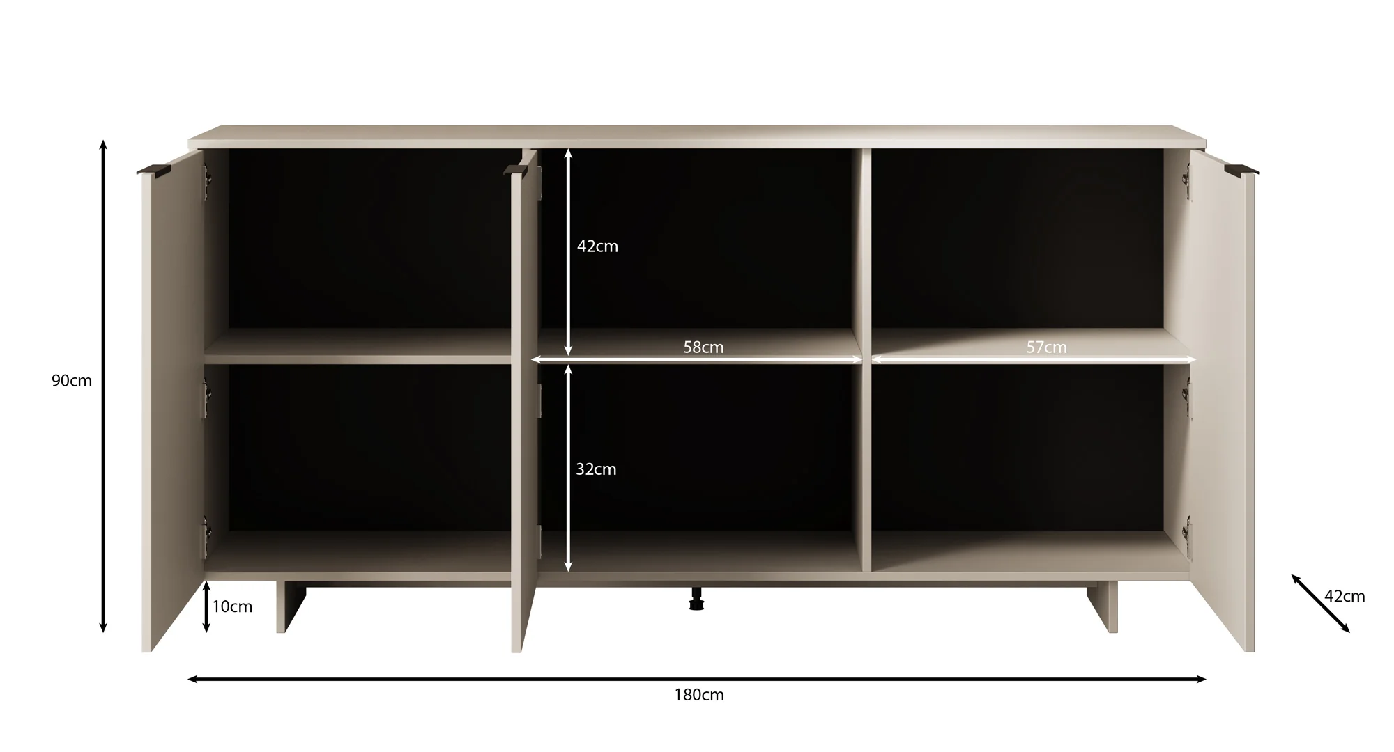 Ankara - Dressoir - Beige - 180x42x90 cm - Image 5