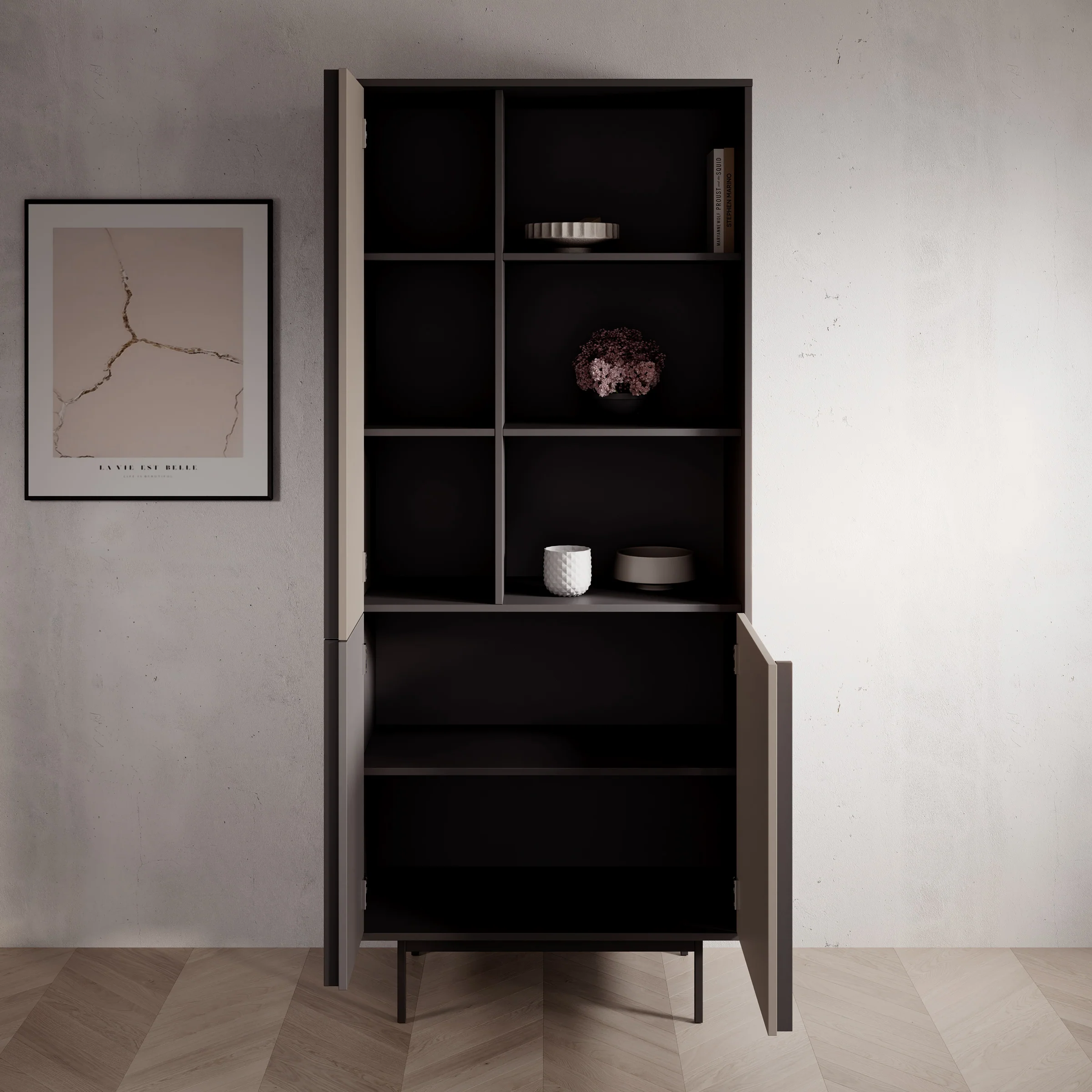 Antigo - Boekenkast - Beige/Antraciet - 83x43x195 cm - Image 2