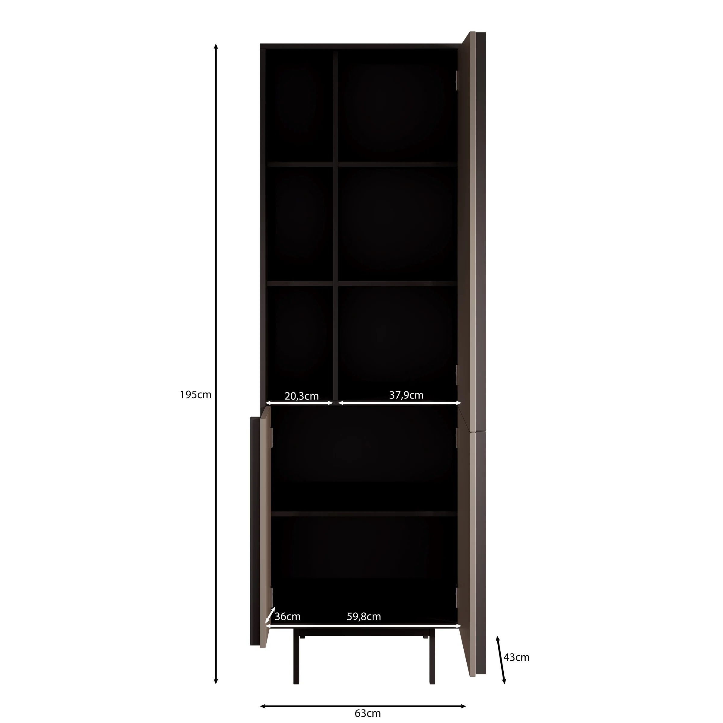Antigo - Boekenkast - Eiken/Antraciet - 63x43x195 cm - Image 5