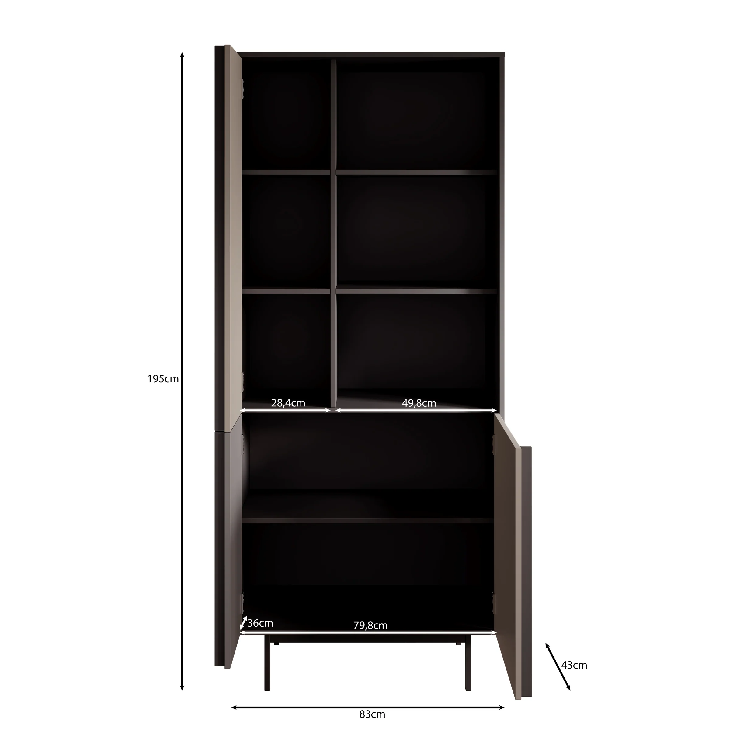 Antigo - Boekenkast - Eiken/Antraciet - 83x43x195 cm - Image 5