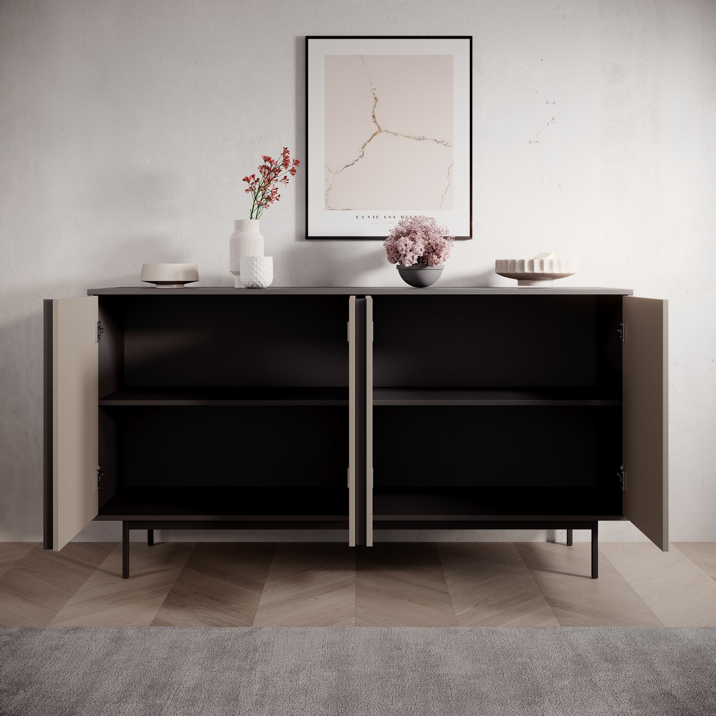Antigo - Dressoir - Beige/Antraciet - 163x43x87 cm - Image 2