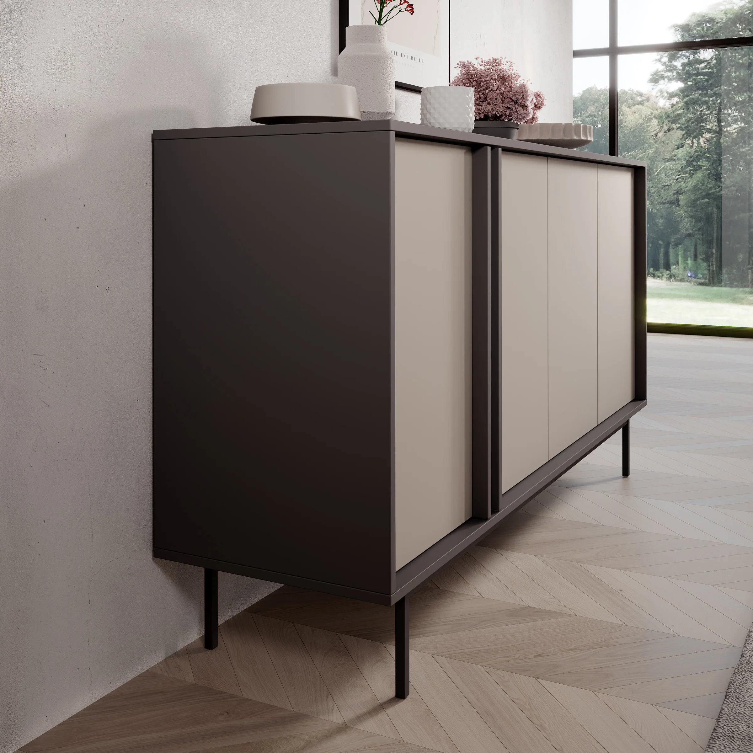 Antigo - Dressoir - Beige/Antraciet - 163x43x87 cm - Image 4