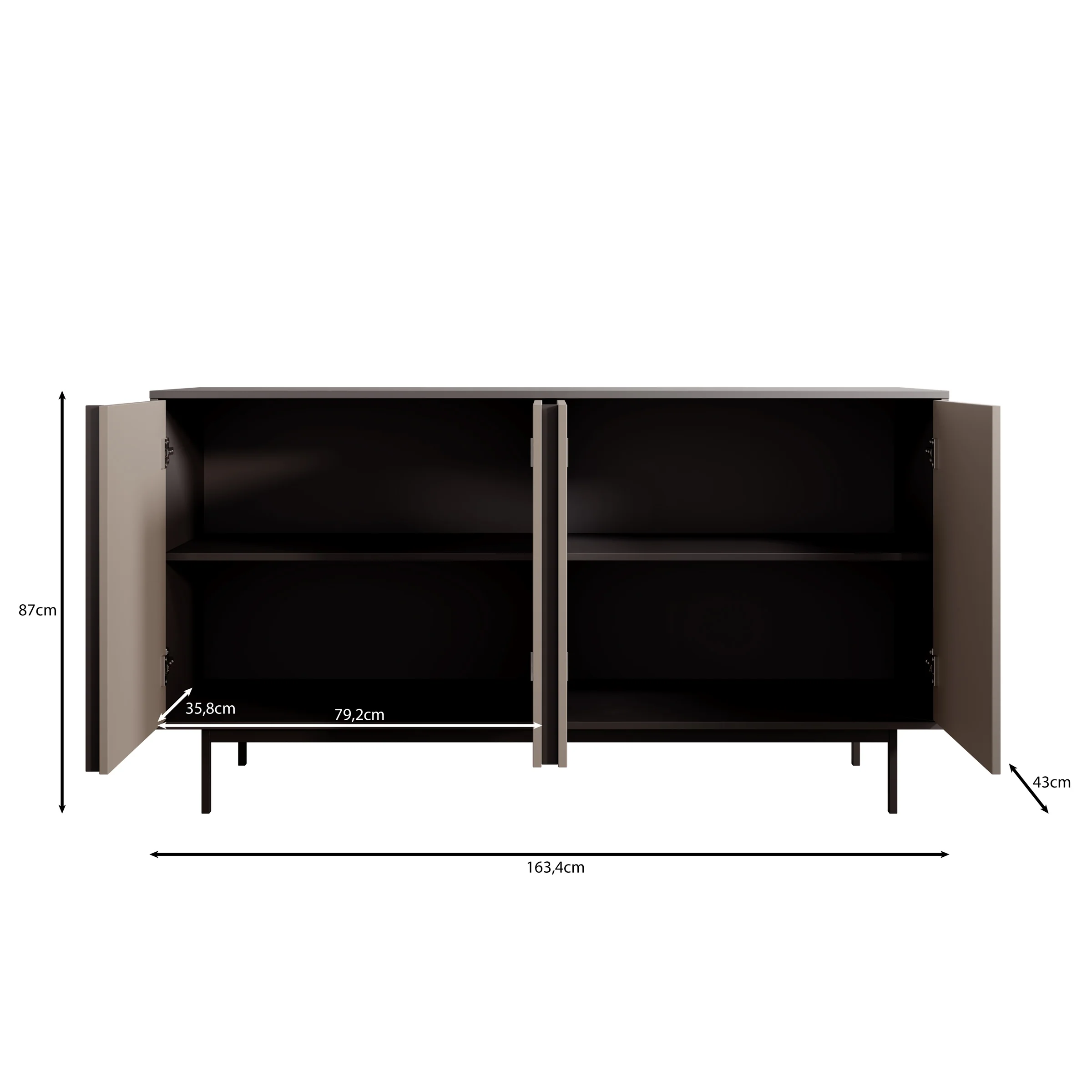 Antigo - Dressoir - Beige/Antraciet - 163x43x87 cm - Image 6