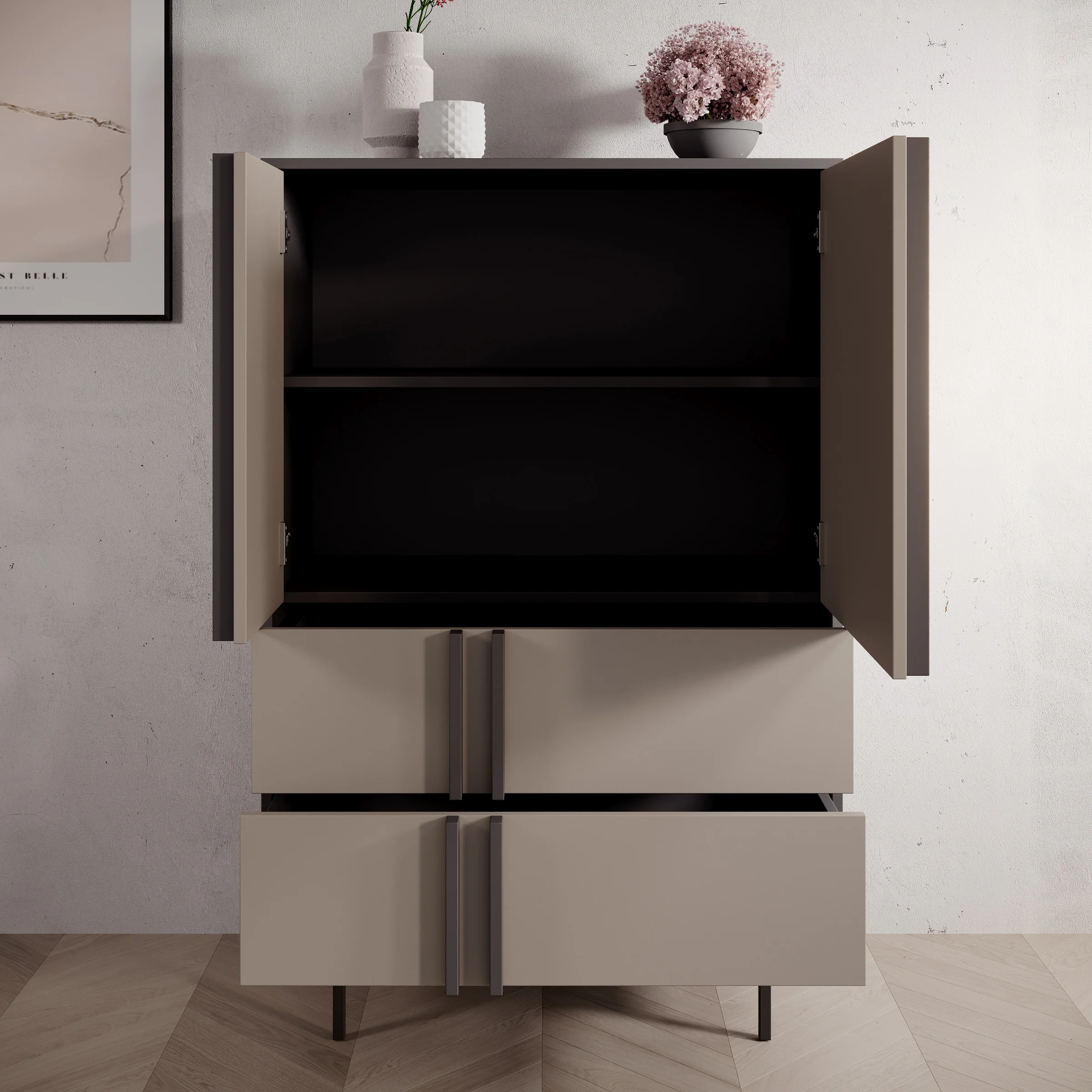 Antigo - Dressoir - Beige/Antraciet - 83x43x127 cm - Image 2