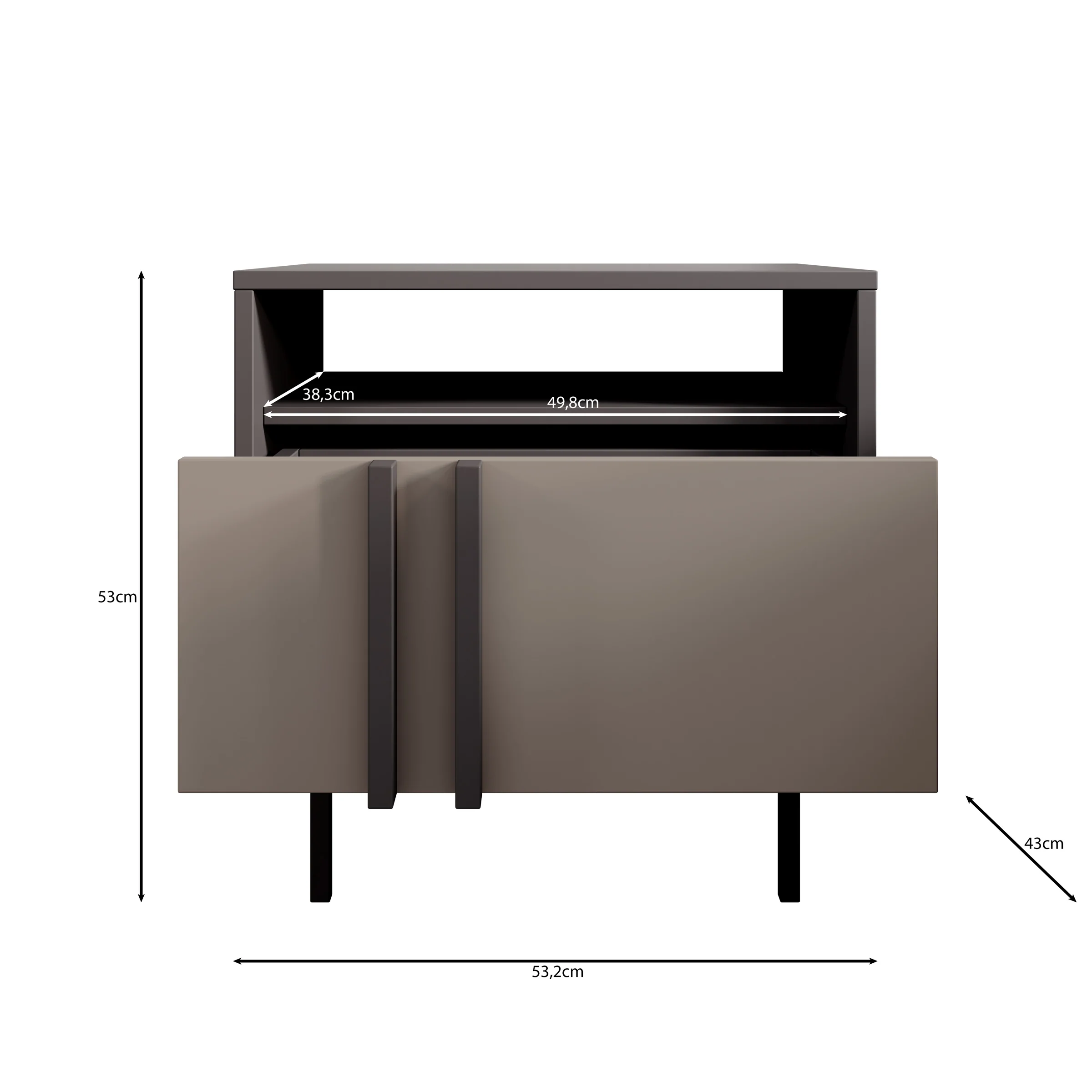 Antigo - Nachtkastje - Beige/Antraciet - 53x43x53 cm - Image 5