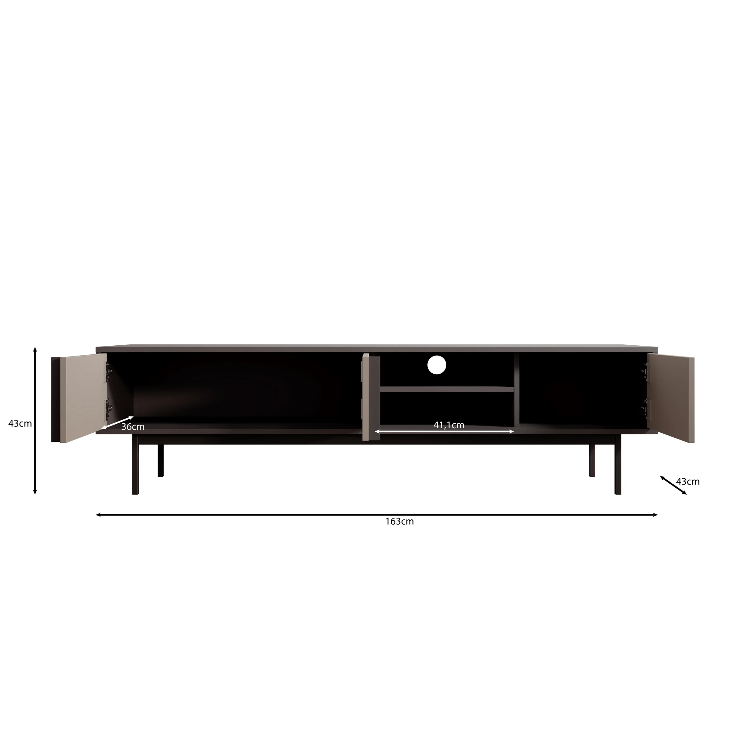 Antigo - TV-Meubel - Beige/Antraciet - 163x43x43 cm - Image 6