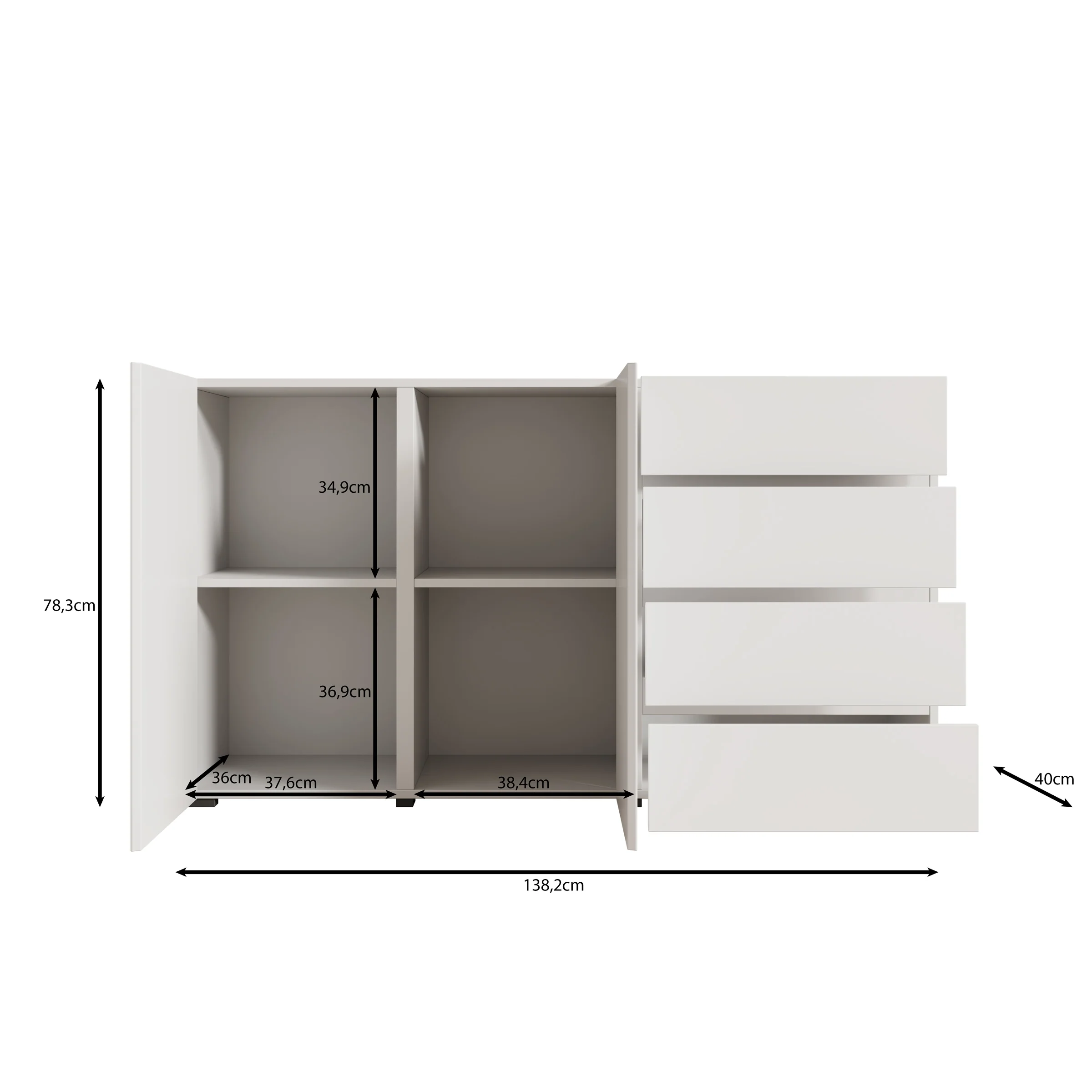 Aroji - Dressoir - Zwart - 138x40x78 cm - Image 6