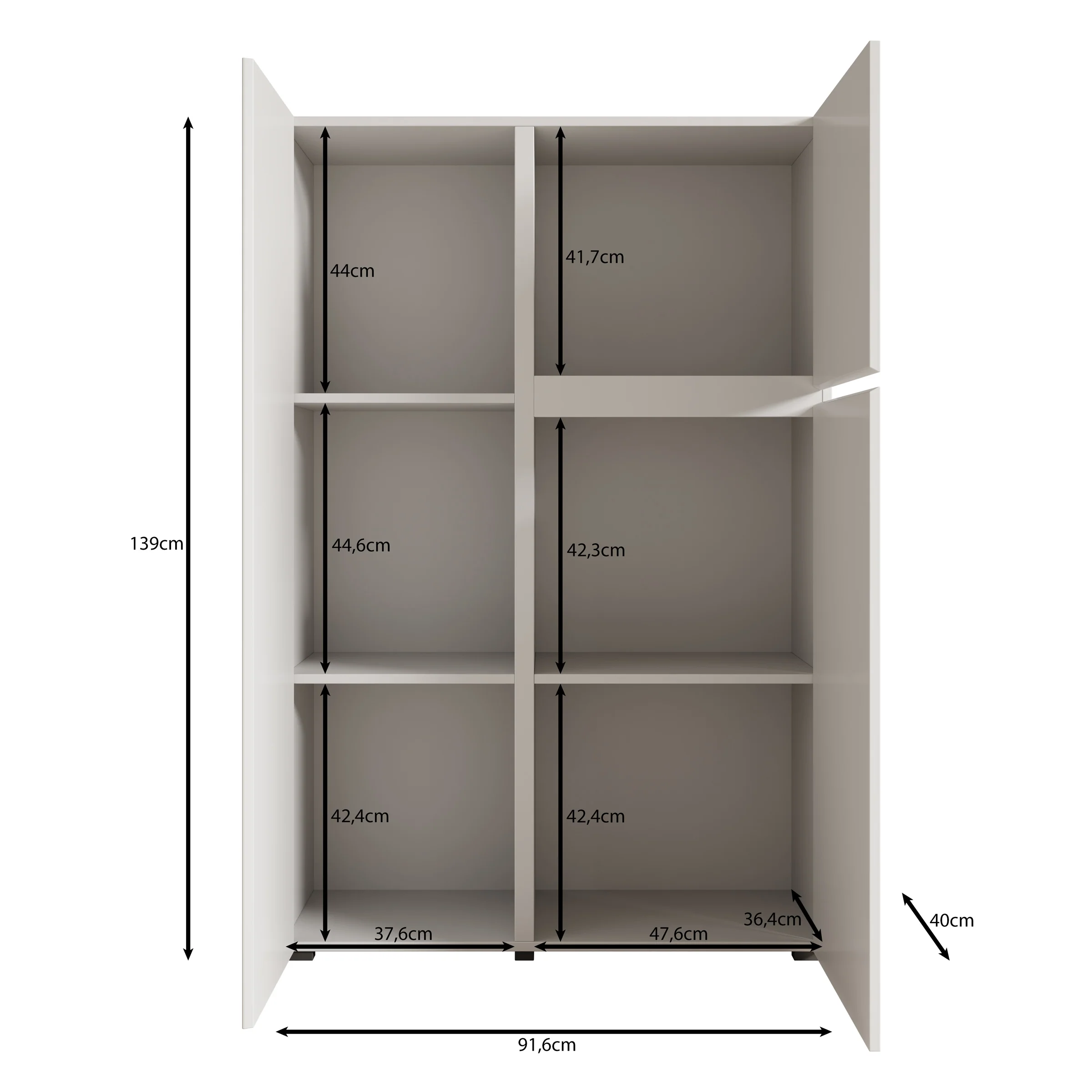 Aroji - Vitrinekast - Wit - 92x40x139 cm - Image 6