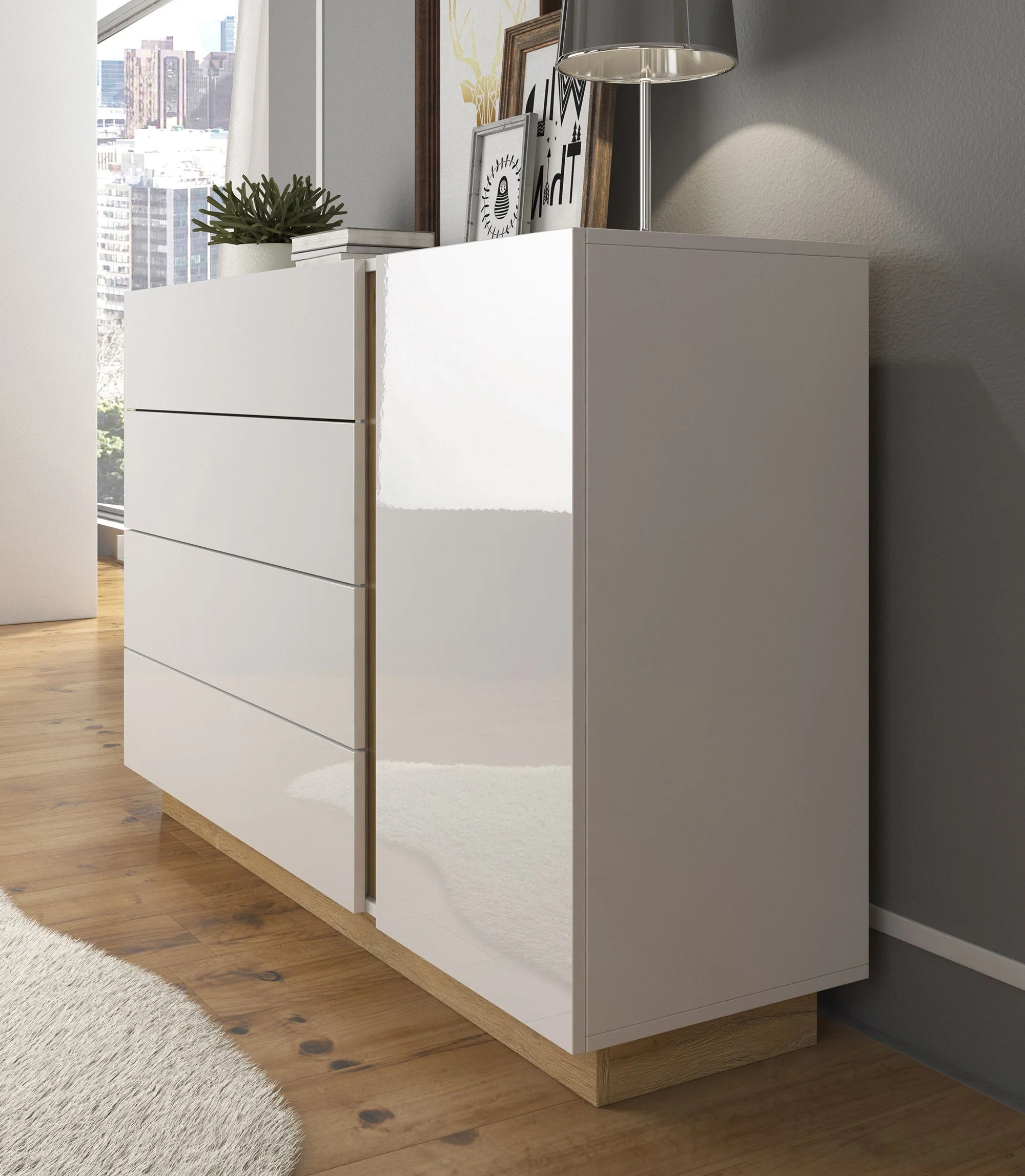 Ashley - Dressoir - Wit/eiken - 138x40x91 cm - Image 4