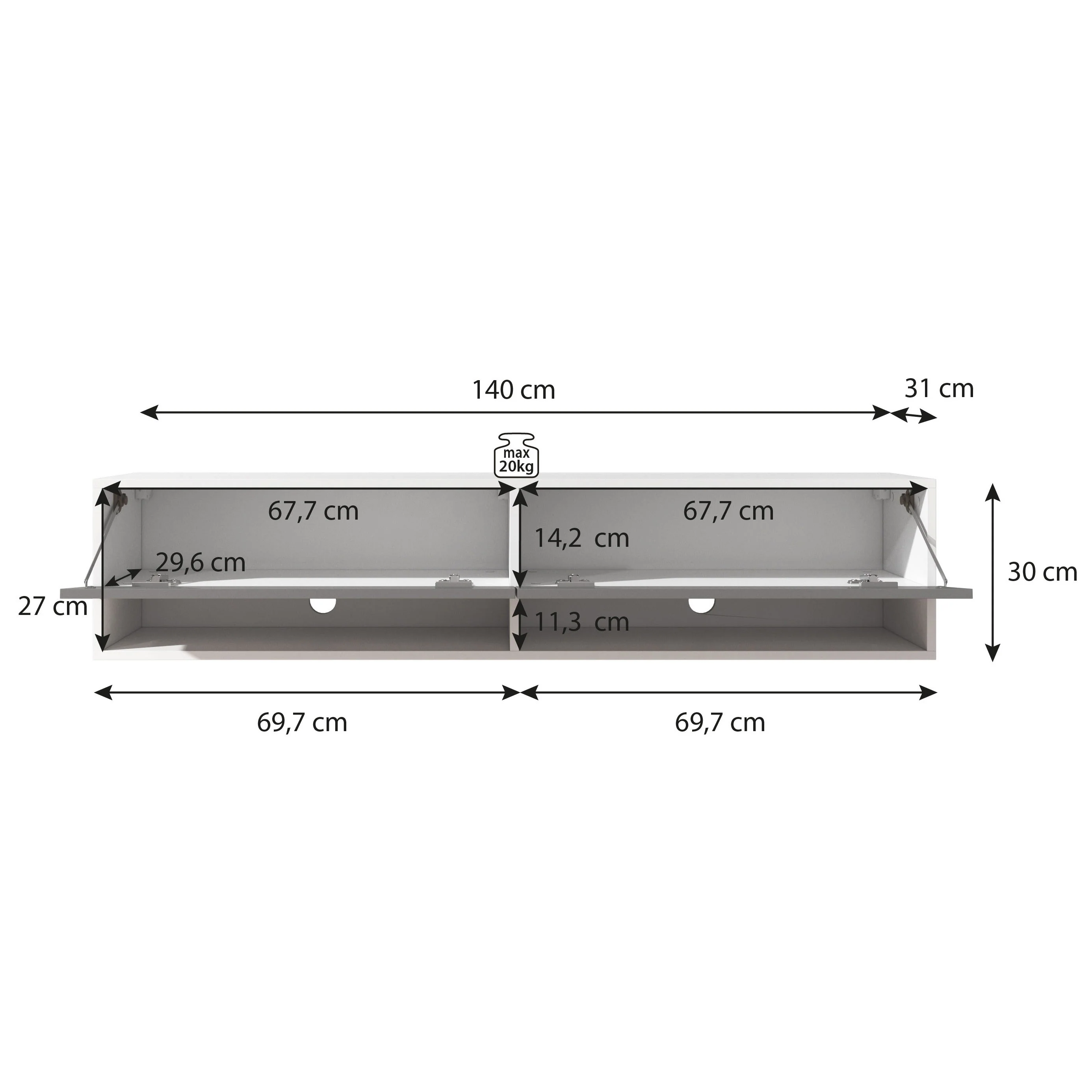 Asino - TV-Meubel  - Mat zwart - 140 cm - Image 6