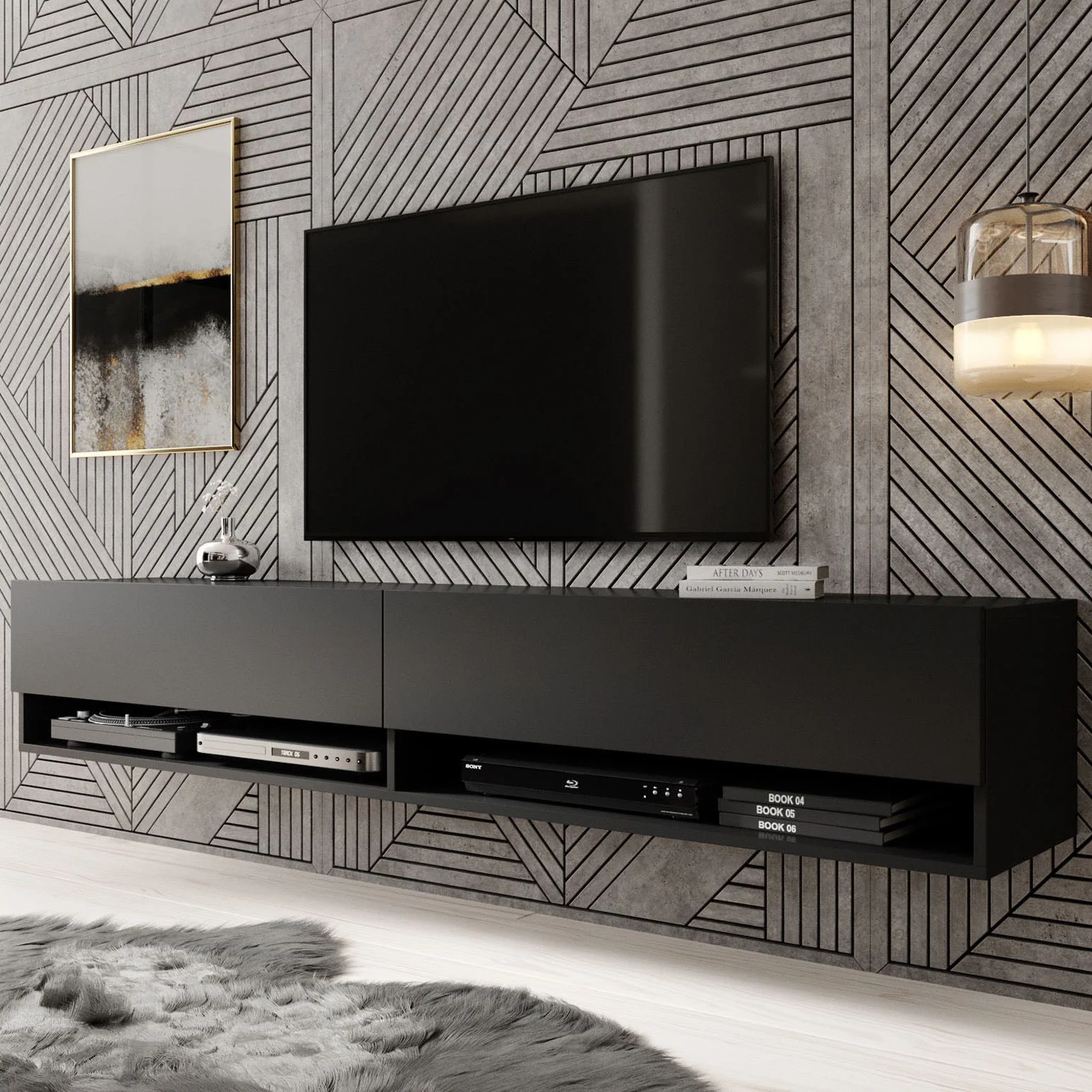 Asino - TV-Meubel  - Mat zwart  - 180 cm