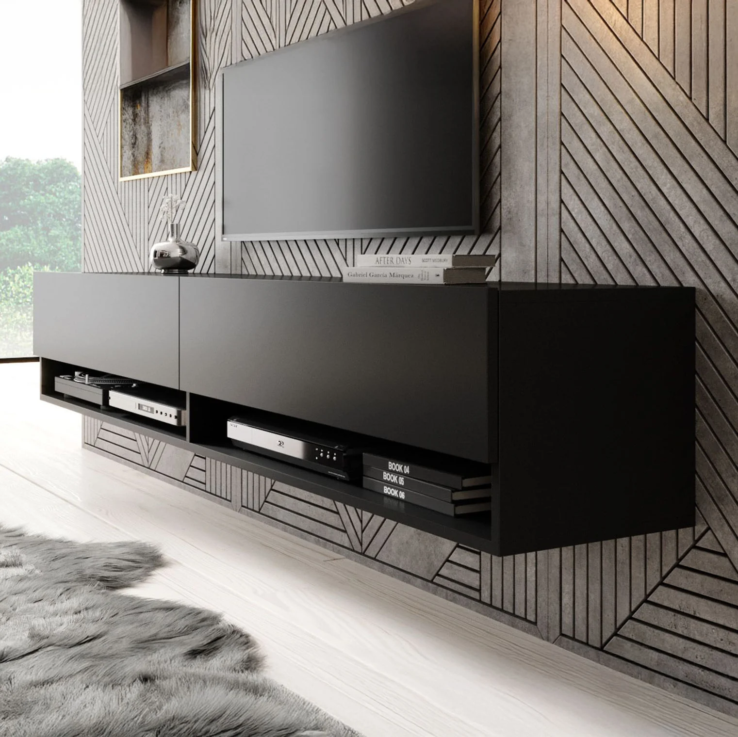 Asino - TV-Meubel  - Mat zwart  - 180 cm - Image 5