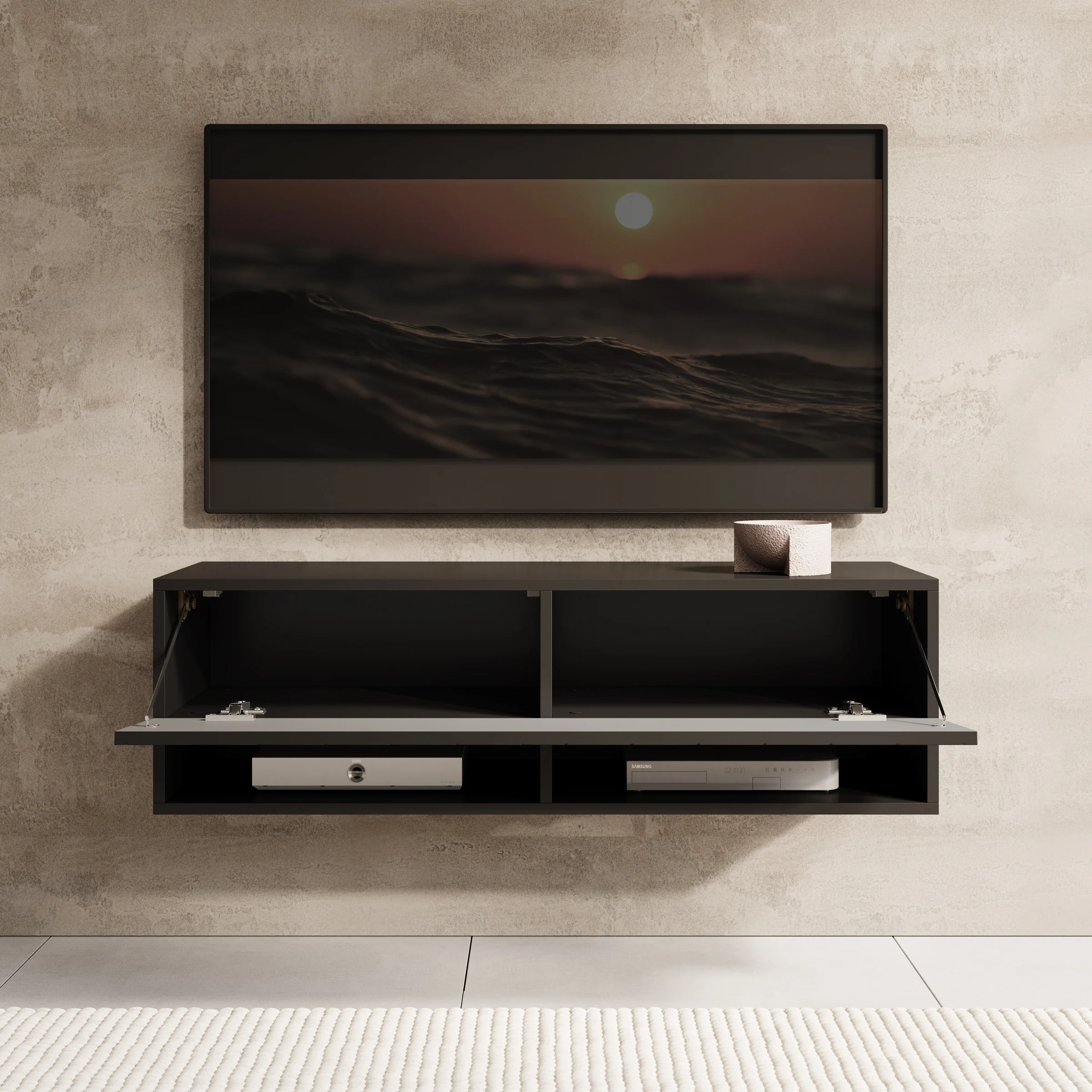Asino - TV-Meubel  - Zwart visgraat - 100x31x30 cm - Image 2