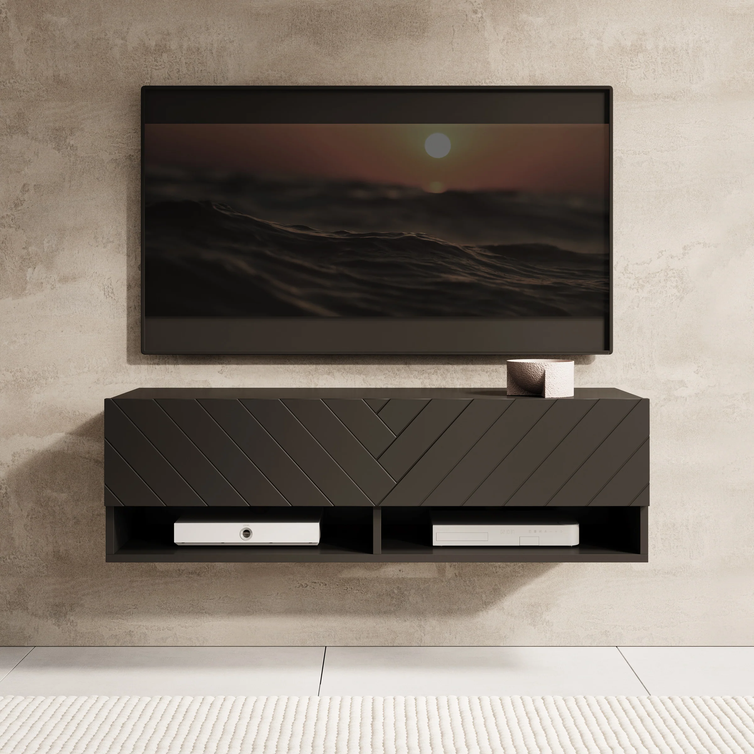Asino - TV-Meubel  - Zwart visgraat - 100x31x30 cm - Image 3
