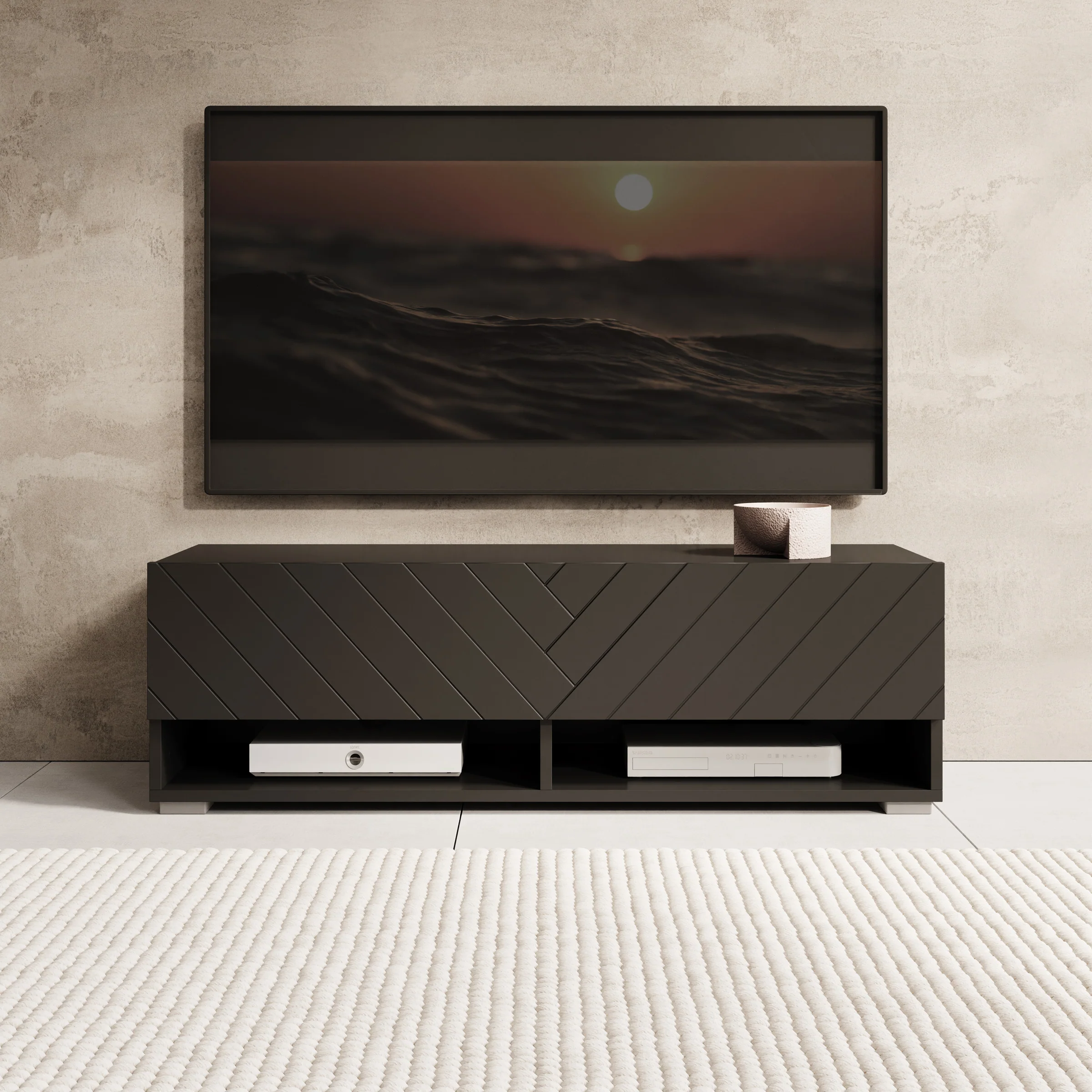 Asino - TV-Meubel  - Zwart visgraat - 100x31x30 cm - Image 4