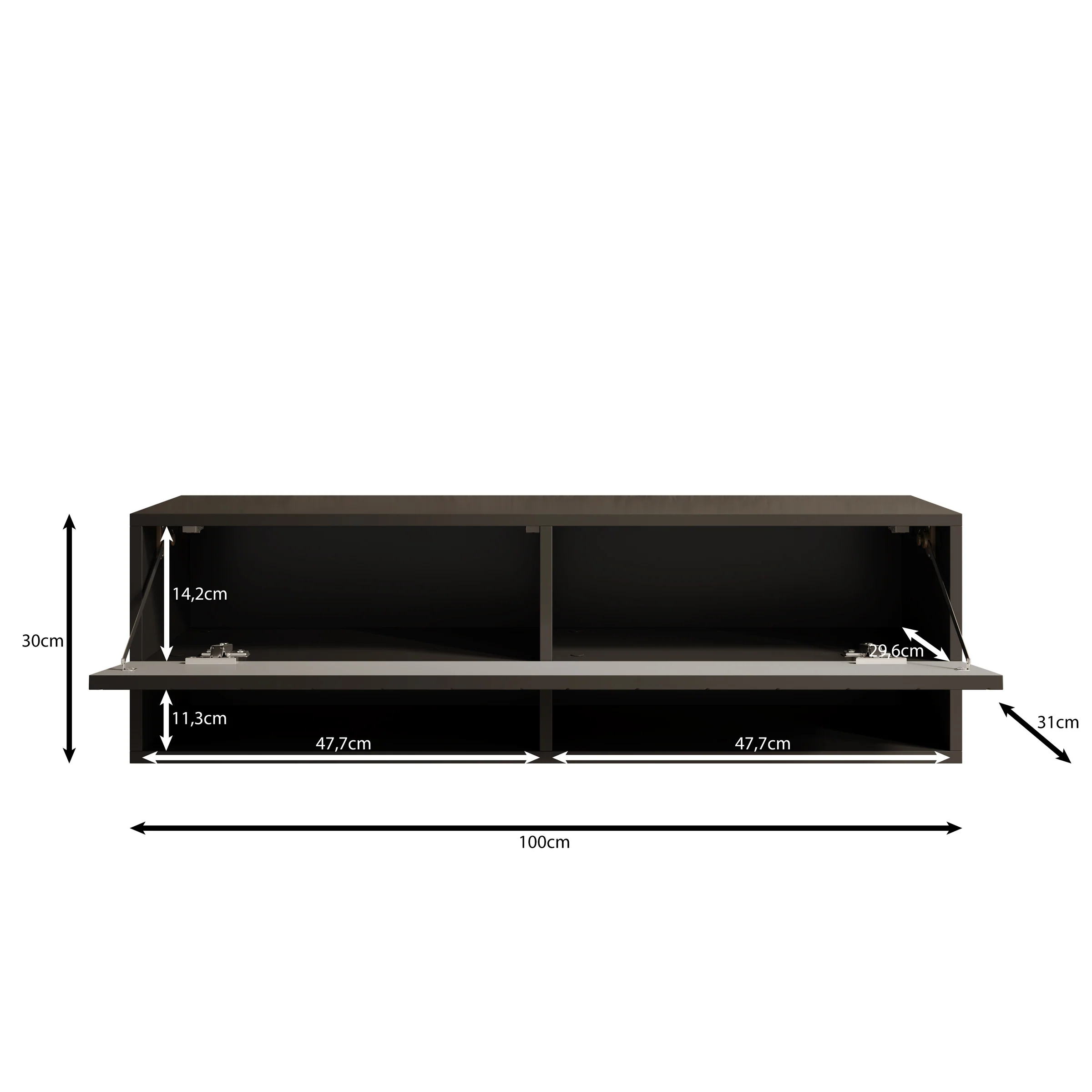 Asino - TV-Meubel  - Zwart visgraat - 100x31x30 cm - Image 6