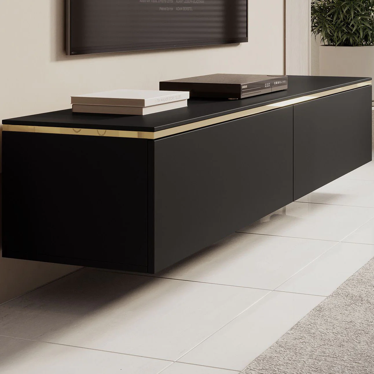 Assunta - TV-Meubel - Mat zwart - 180 cm - Image 4