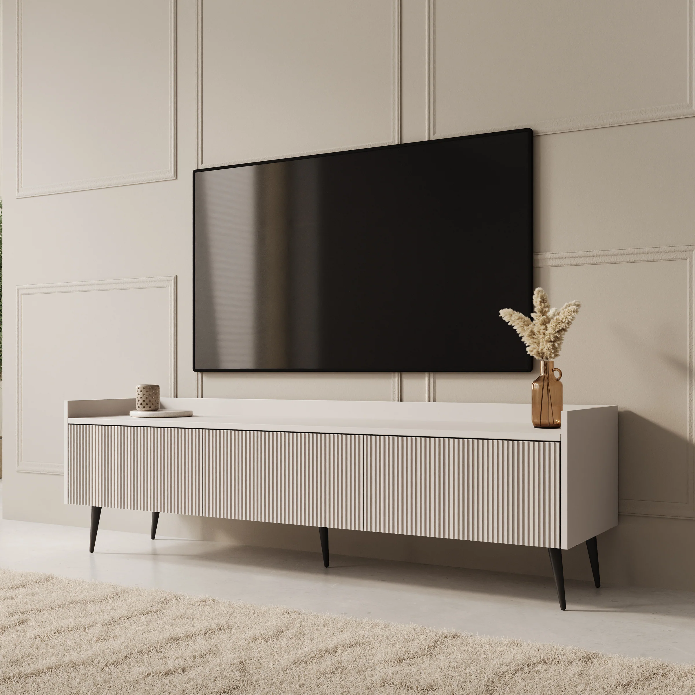 Asty - TV-Meubel - Beige - 150x40x45 cm