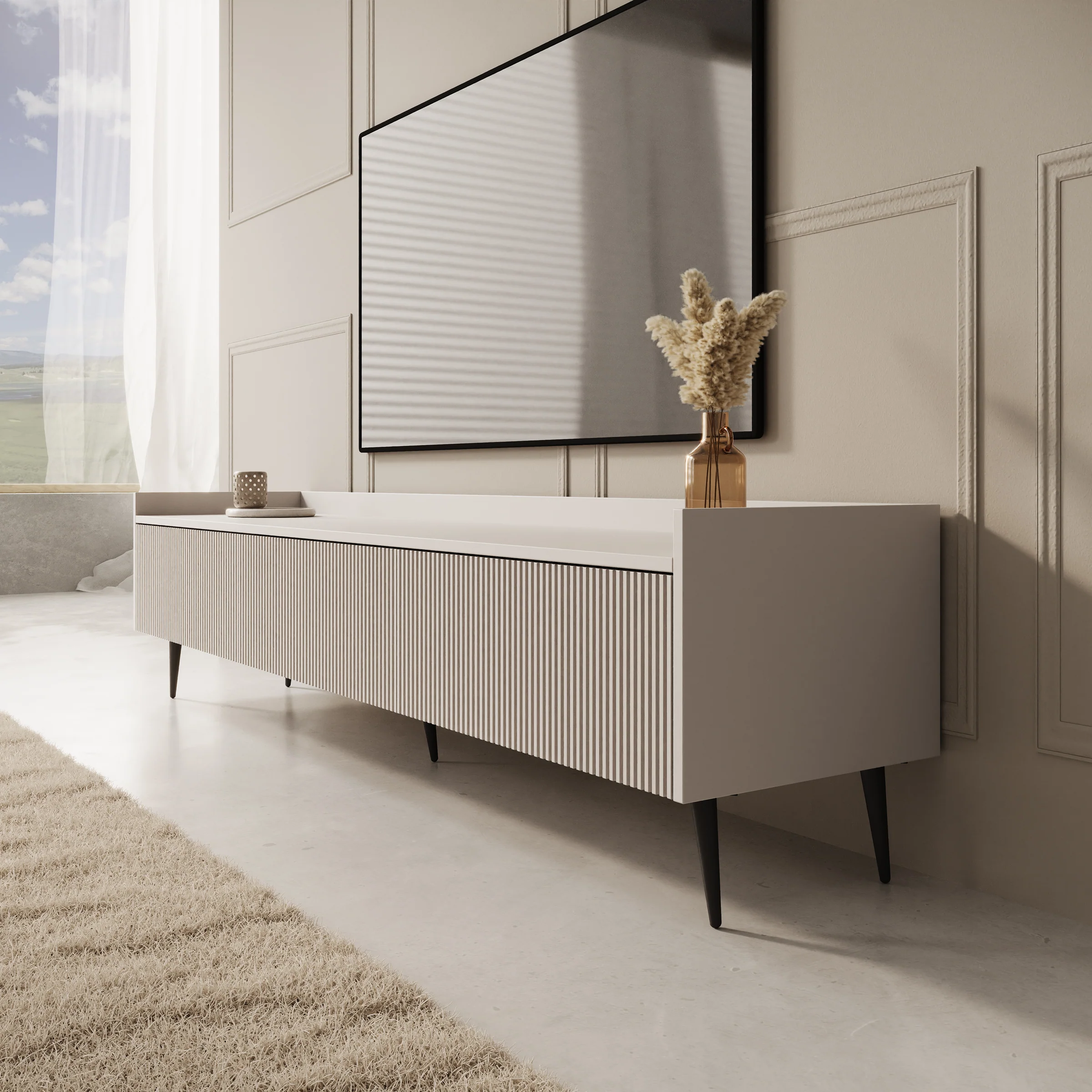 Asty - TV-Meubel - Beige - 180x40x45 cm - Image 4