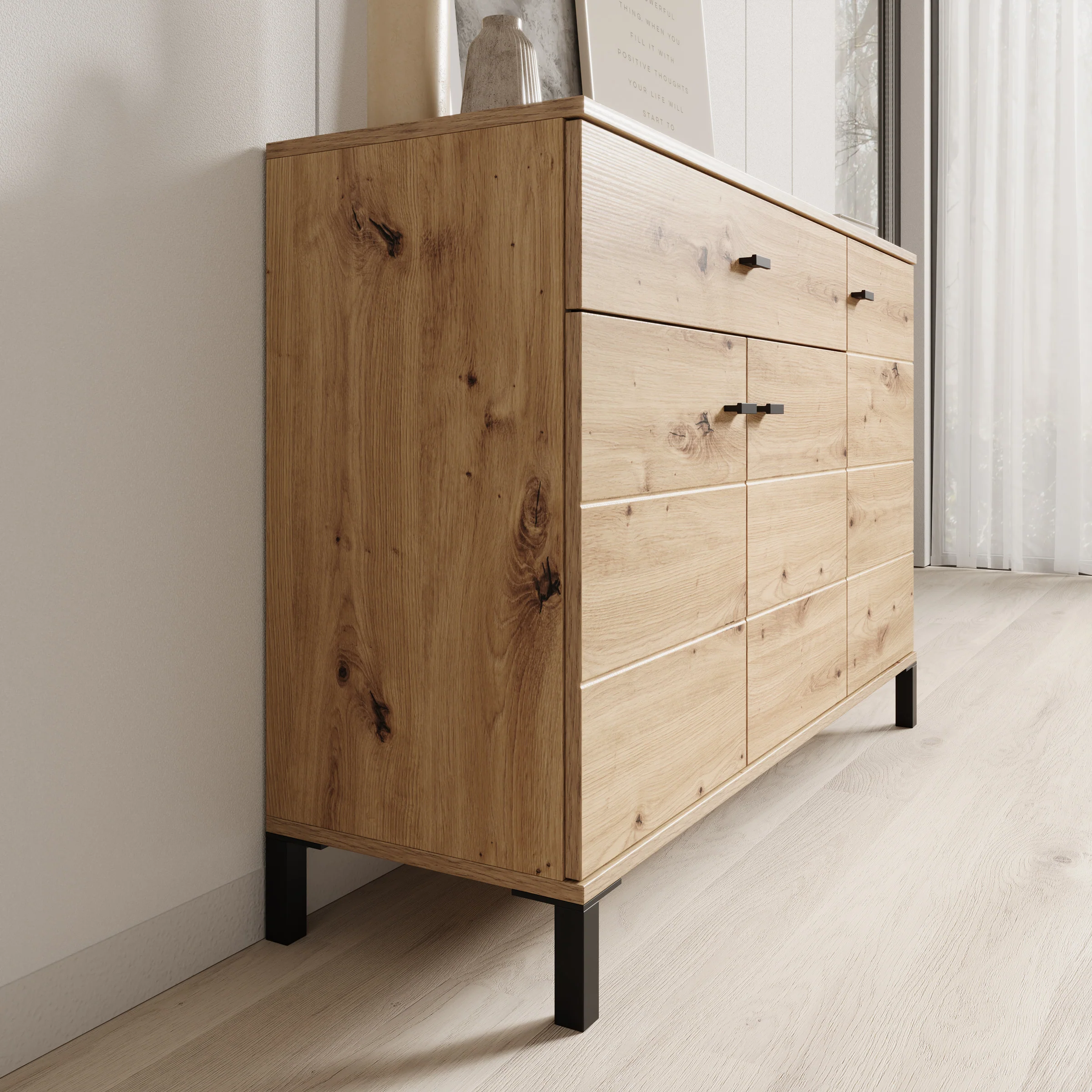 Avellio - Dressoir - Eikenpatroon - 116x35x78 cm - Image 4