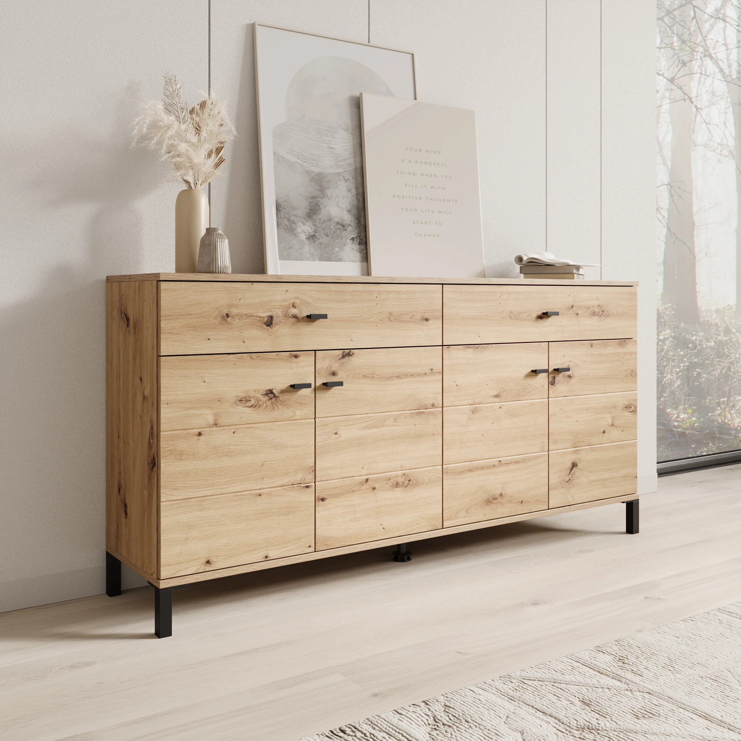 Avellio - Dressoir - Eikenpatroon - 154x35x78 cm