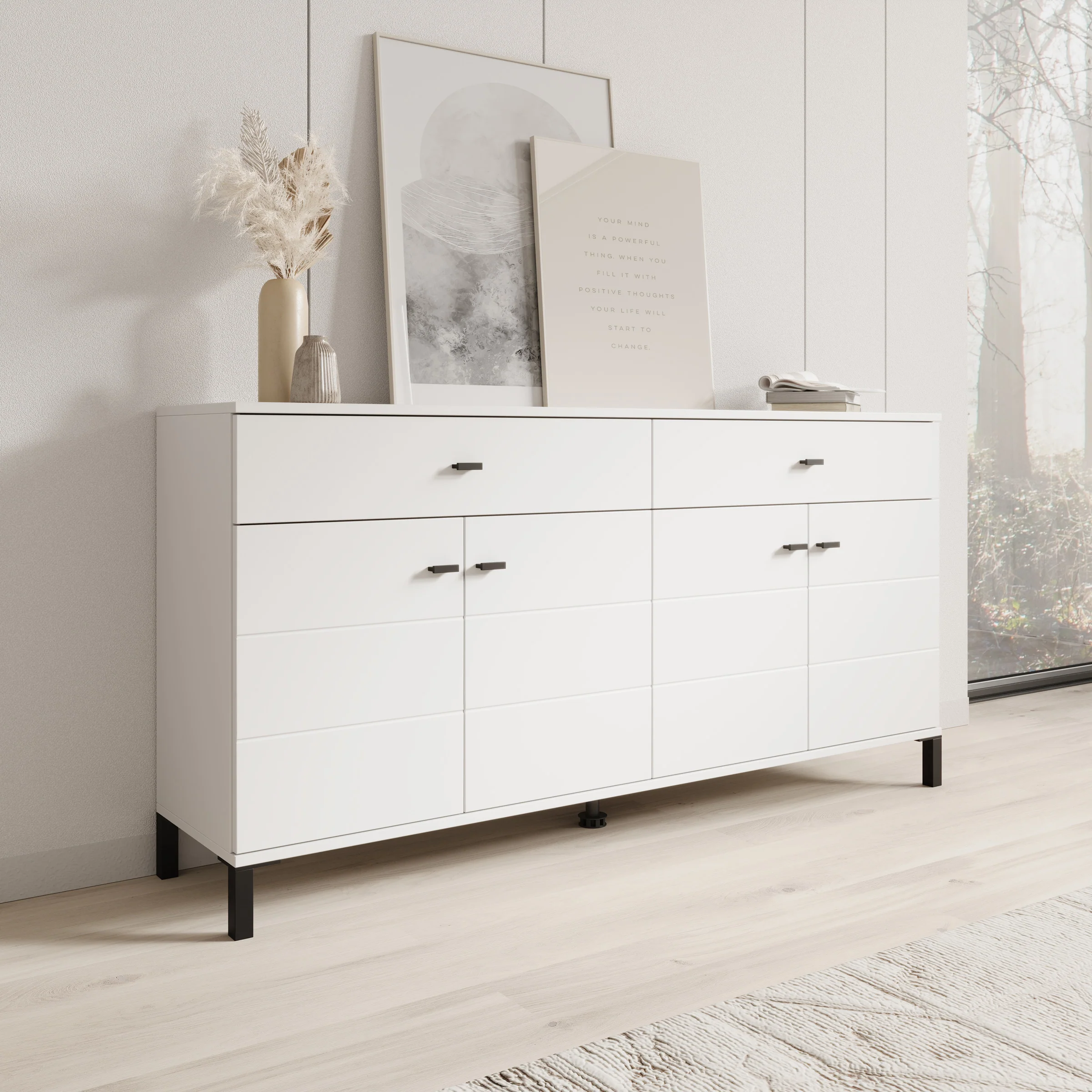 Avellio - Dressoir - Wit - 154x35x78 cm