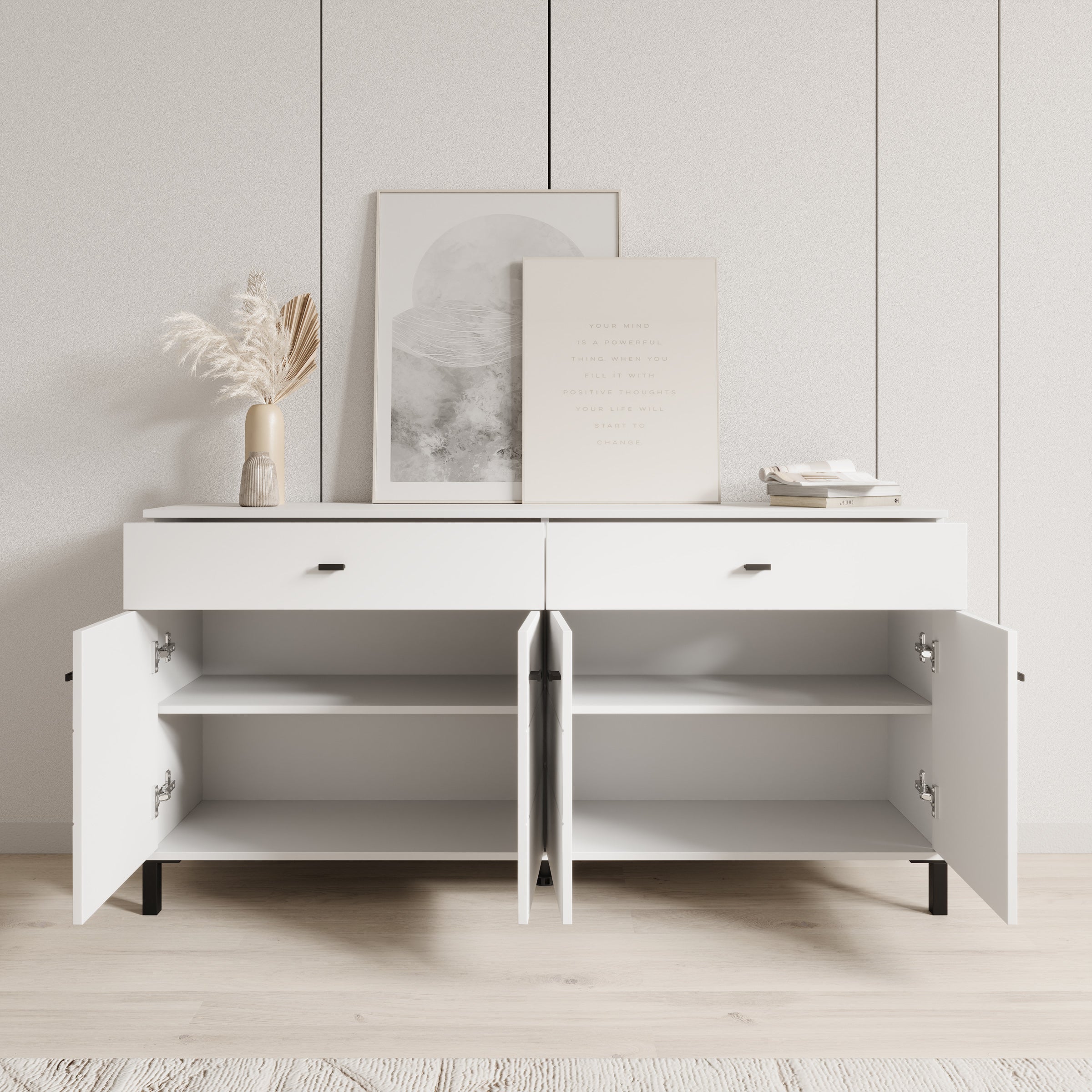 Avellio - Dressoir - Wit - 154x35x78 cm - Image 2