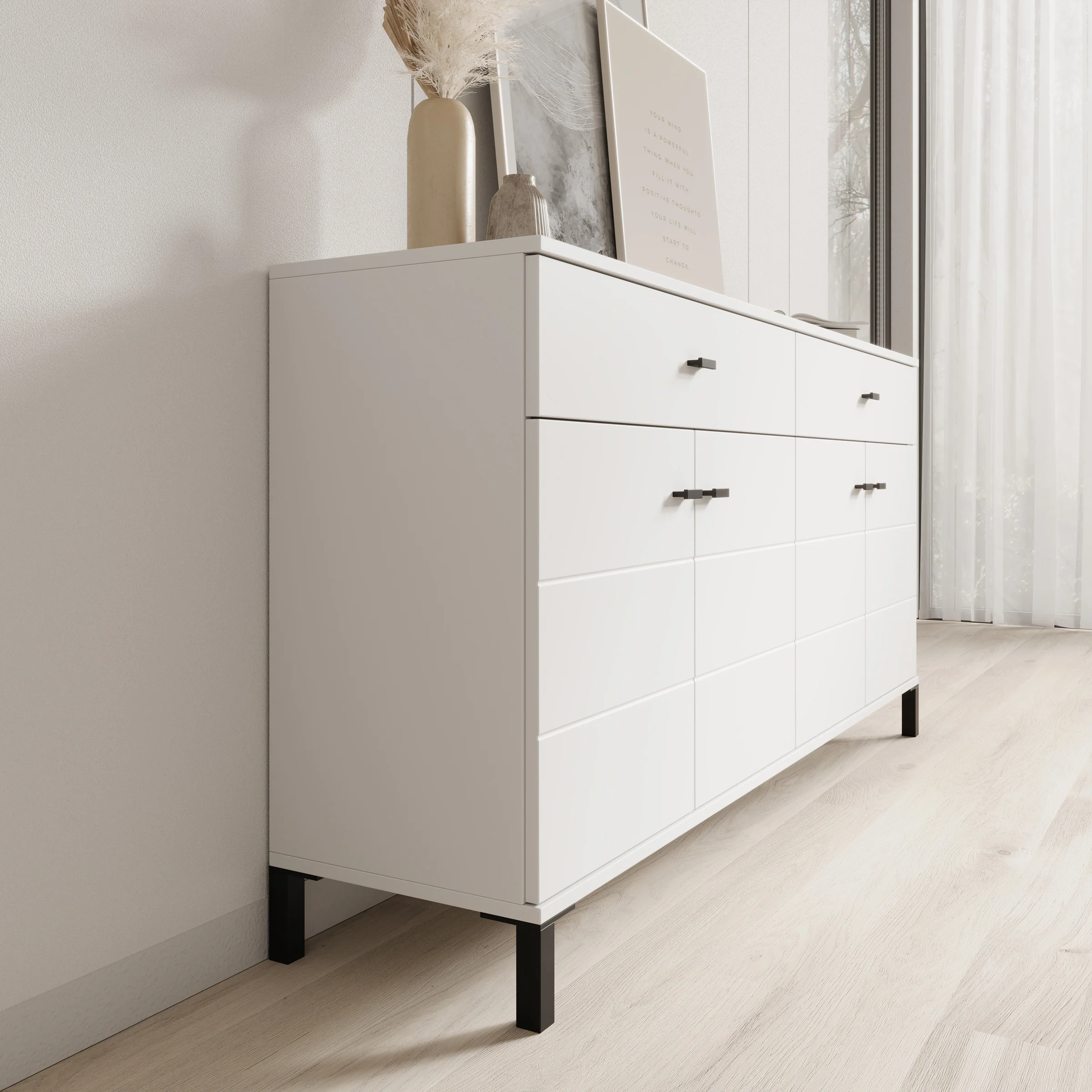 Avellio - Dressoir - Wit - 154x35x78 cm - Image 4