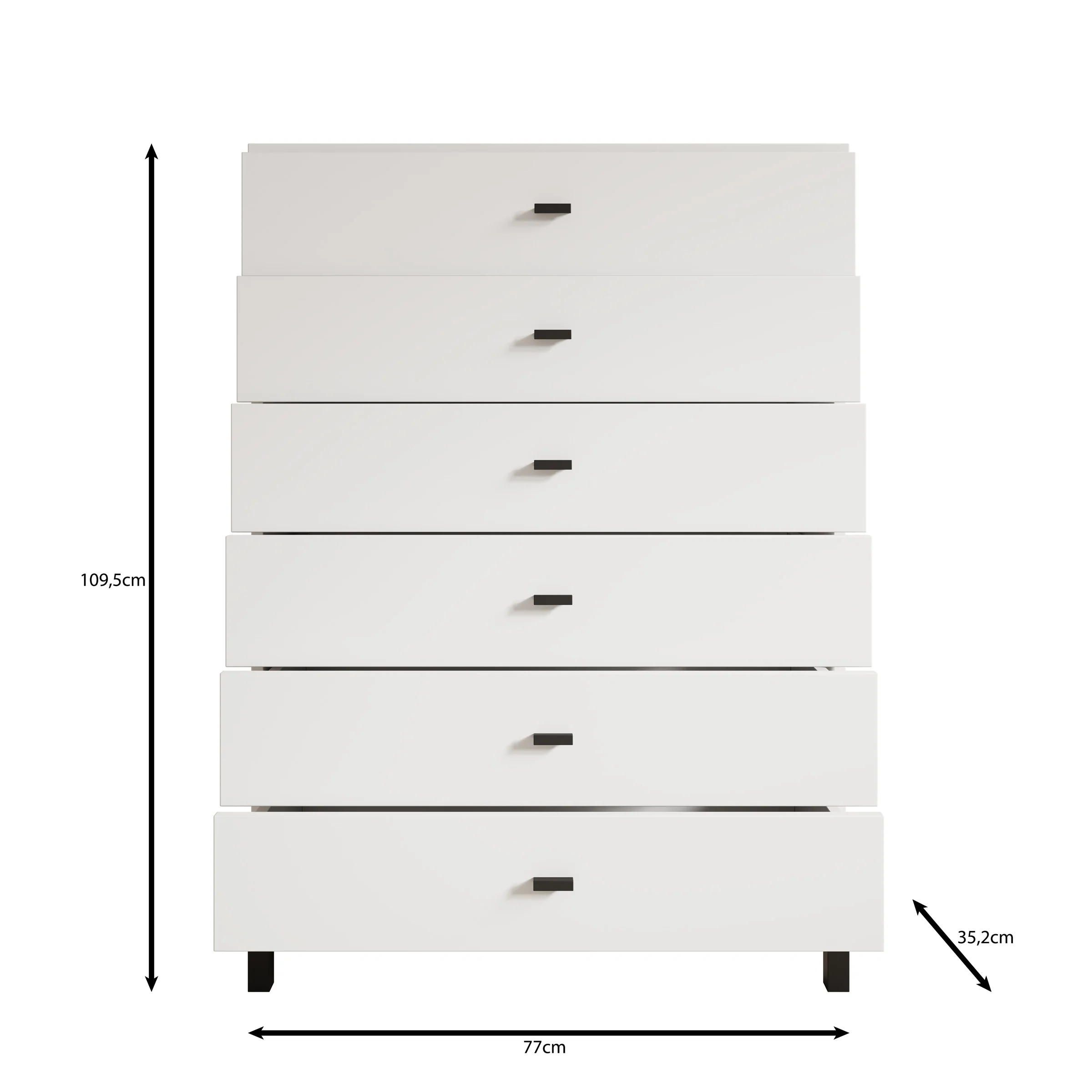 Avellio - Ladekast met 6 lades - Wit - 77x35x110 cm - Image 6