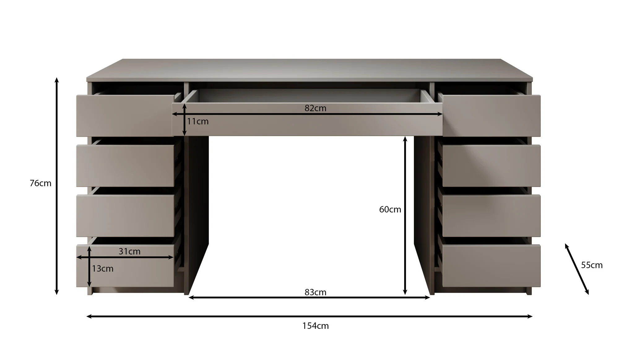 Avio 2 - Bureau - Eiken - 154x55 cm - Image 5