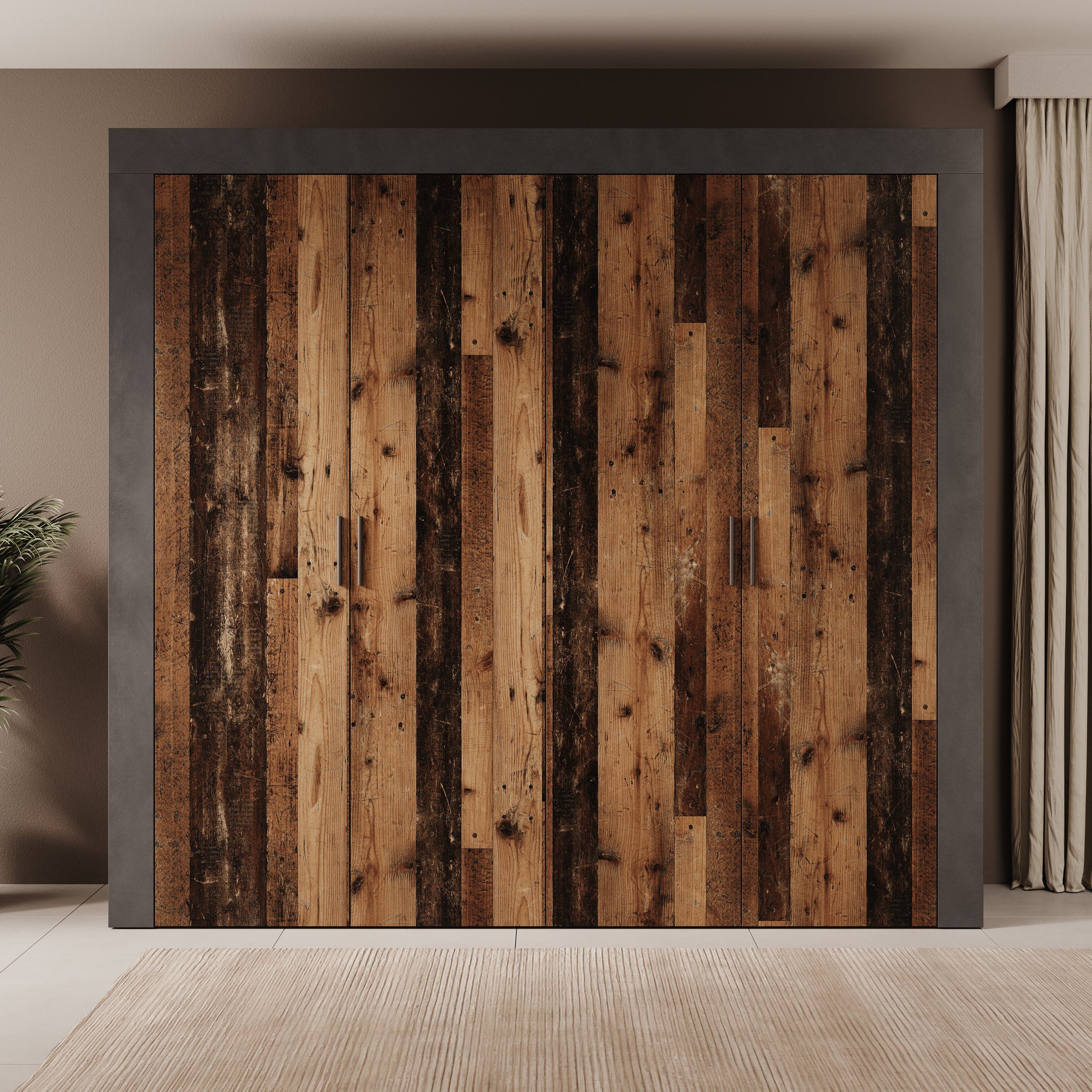 Azen - Kledingkast 4 deurs - Eikenpatroon - 230x54x211 cm - Image 3