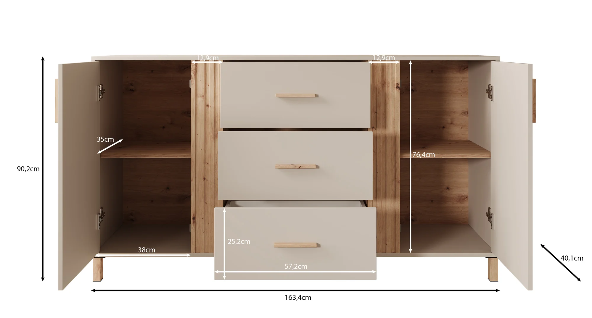 Bahia - Dressoir - Beige - 163x40x90 cm - Image 5