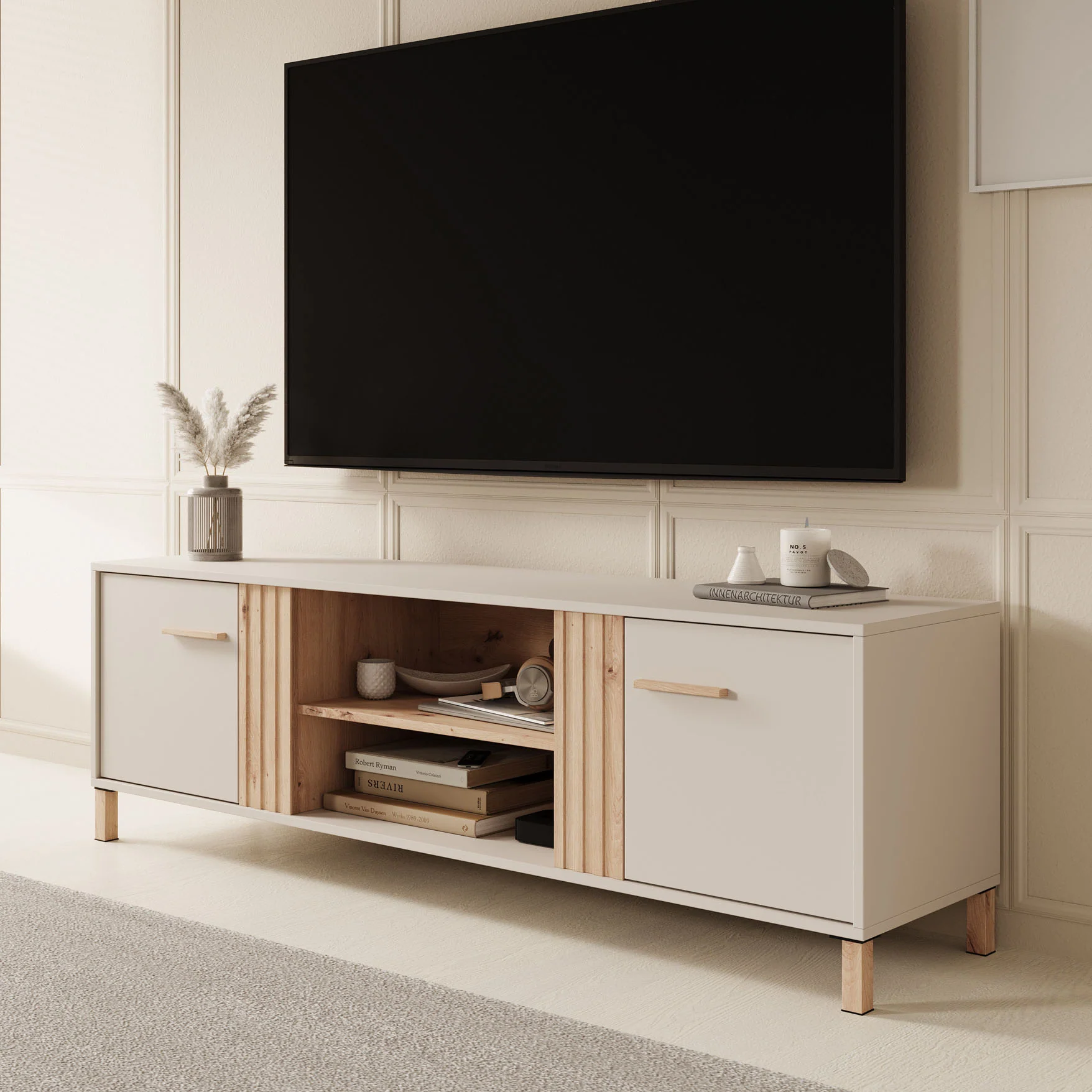Bahia - TV-Meubel met 2 deuren  - Beige - 163 cm