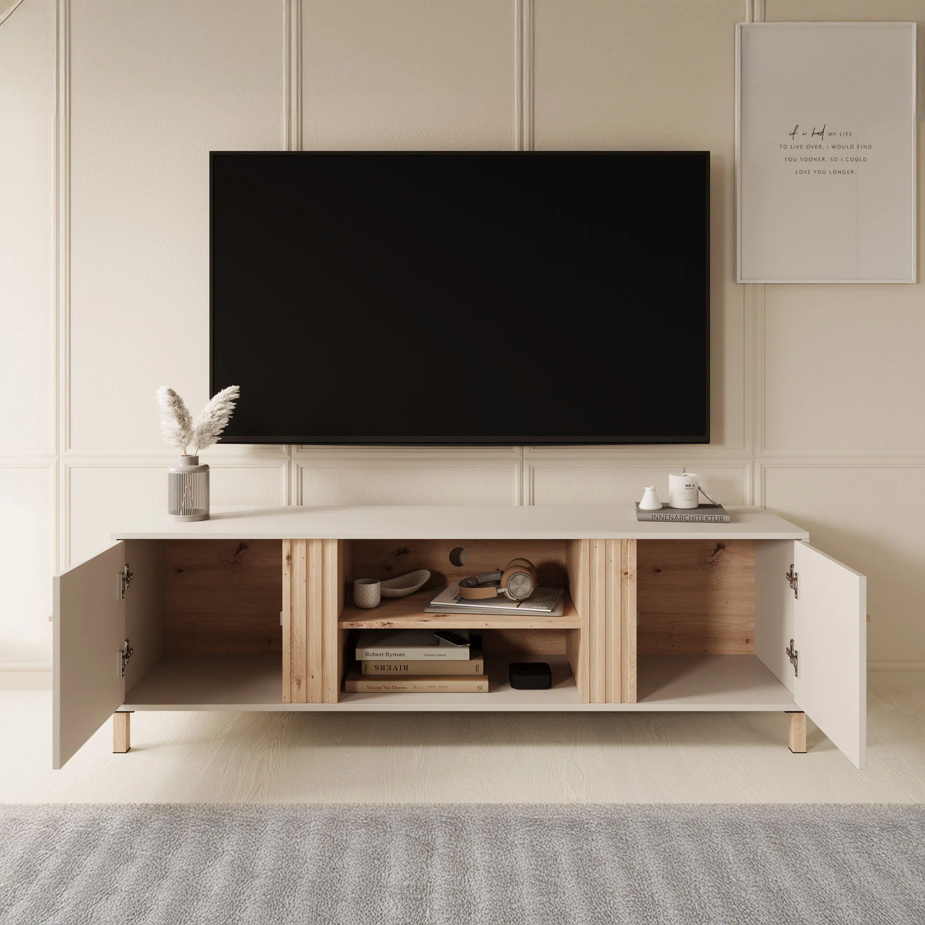 Bahia - TV-Meubel met 2 deuren  - Beige - 163 cm - Image 2