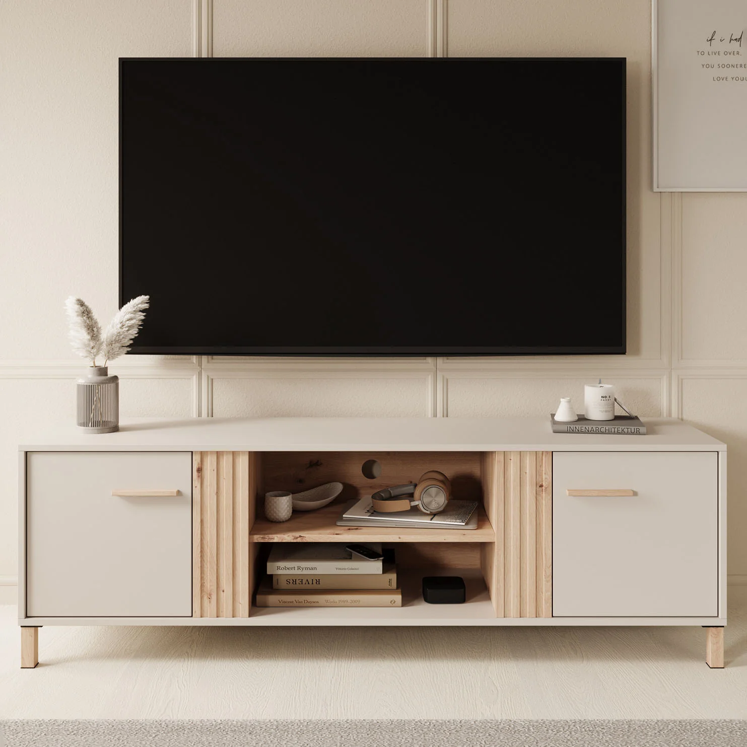 Bahia - TV-Meubel met 2 deuren  - Beige - 163 cm - Image 3