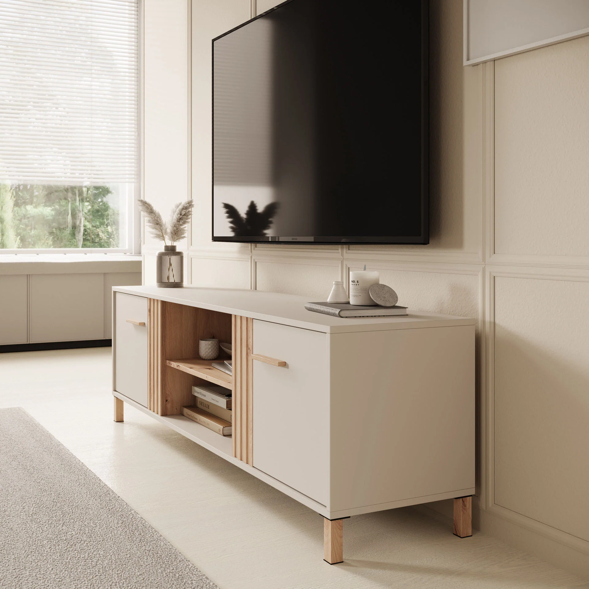 Bahia - TV-Meubel met 2 deuren  - Beige - 163 cm - Image 4