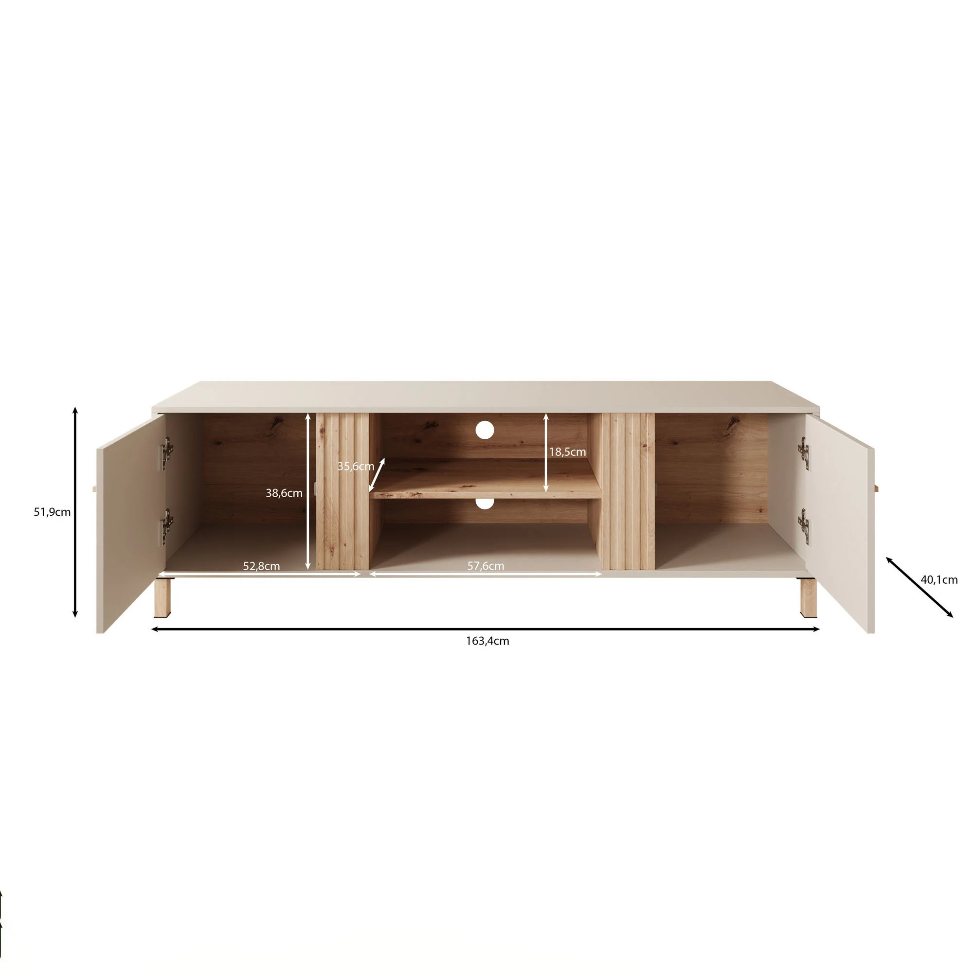 Bahia - TV-Meubel met 2 deuren  - Beige - 163 cm - Image 5