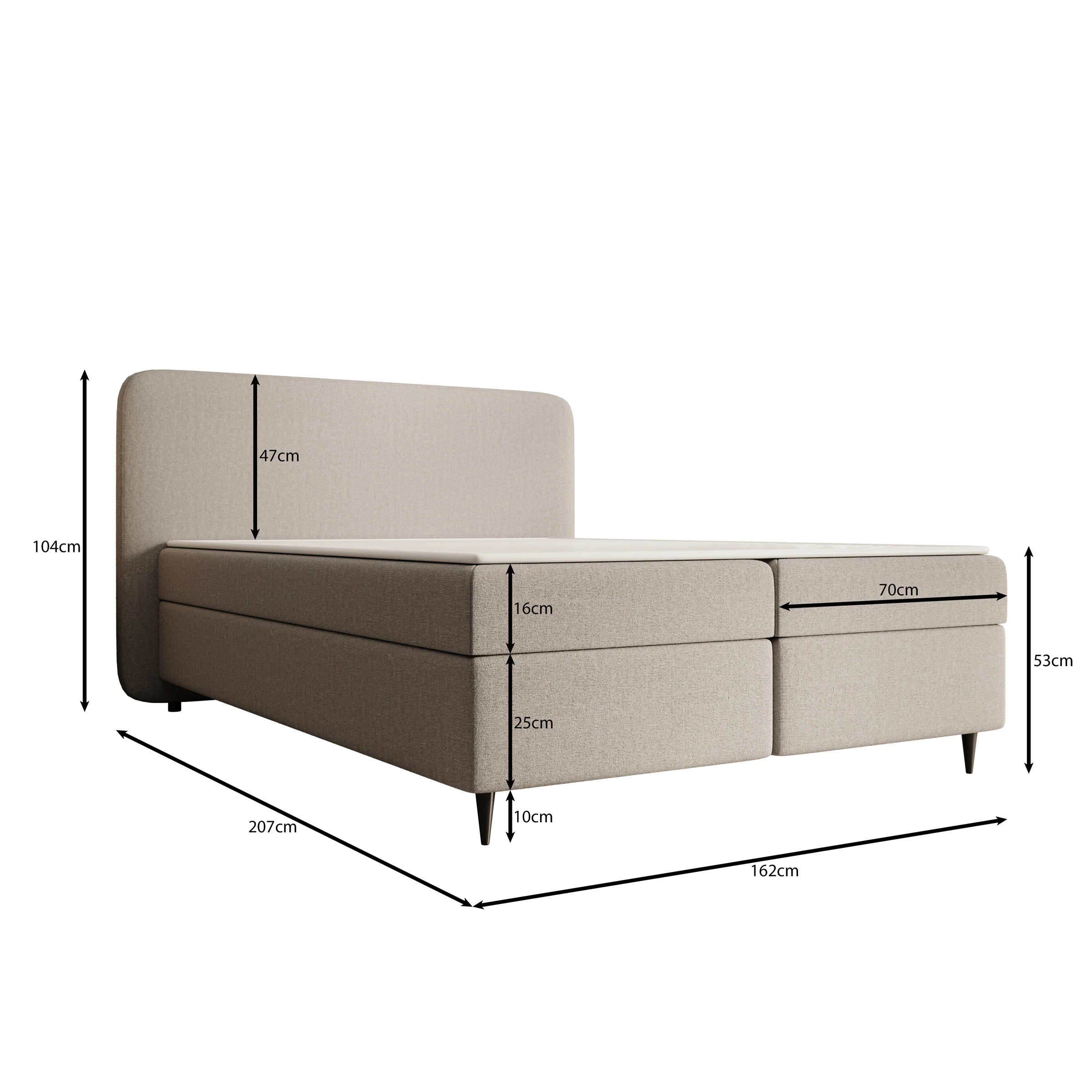 Baldini - Boxspring met opbergruimte - Stof beige - 140x200 cm - Image 4