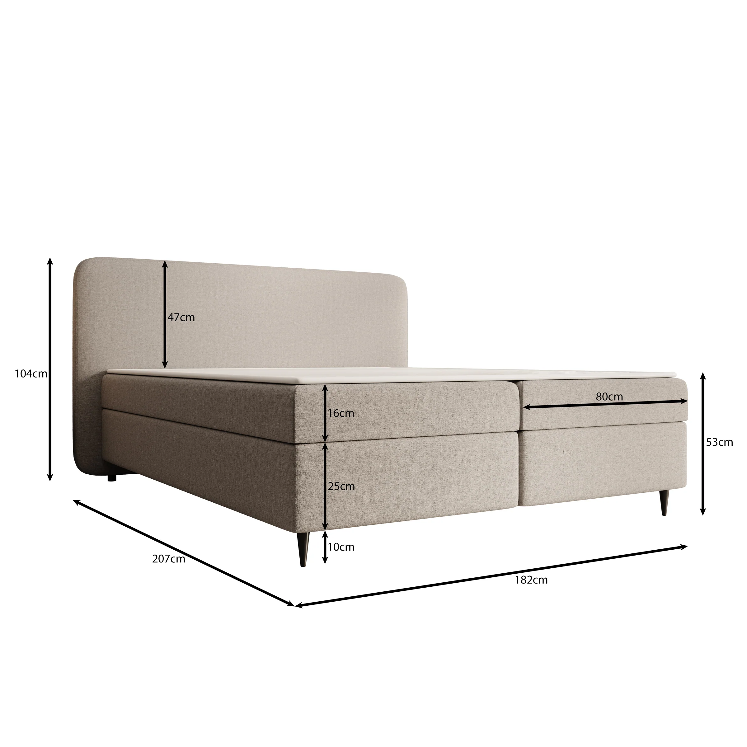 Baldini - Boxspring met opbergruimte - Stof beige - 160x200 cm - Image 4