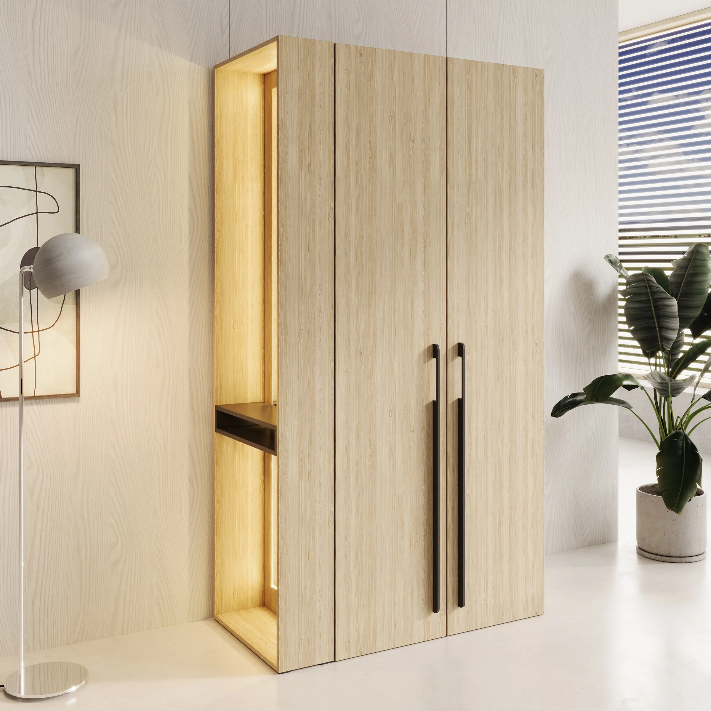 Barbuda - Kledingkast 2 deuren - Eiken - 111x58x208 cm