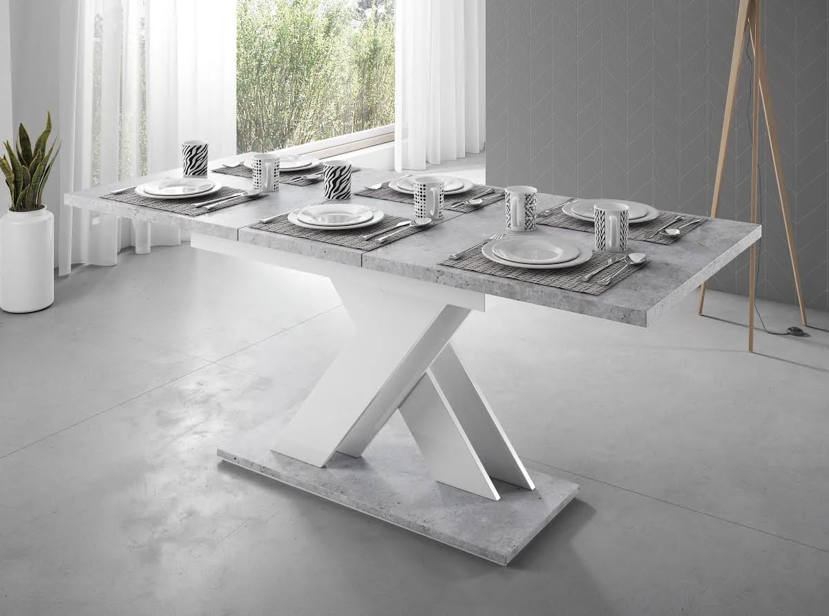 Bari - Eetkamertafel - Betonlook/wit - 140x80x75 cm - Image 2