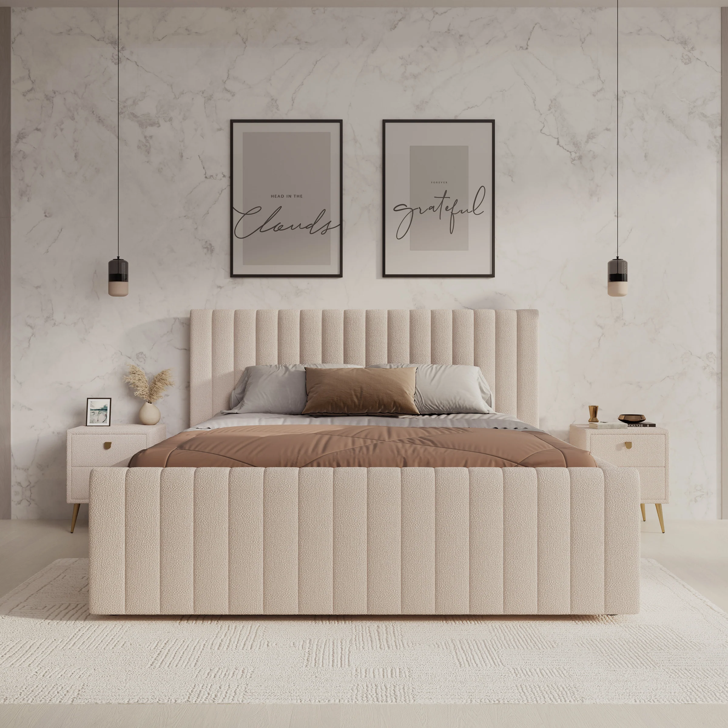 Bavira - Tweepersoonsbed met opbergruimte - Stof beige - 160x200 cm - Image 3