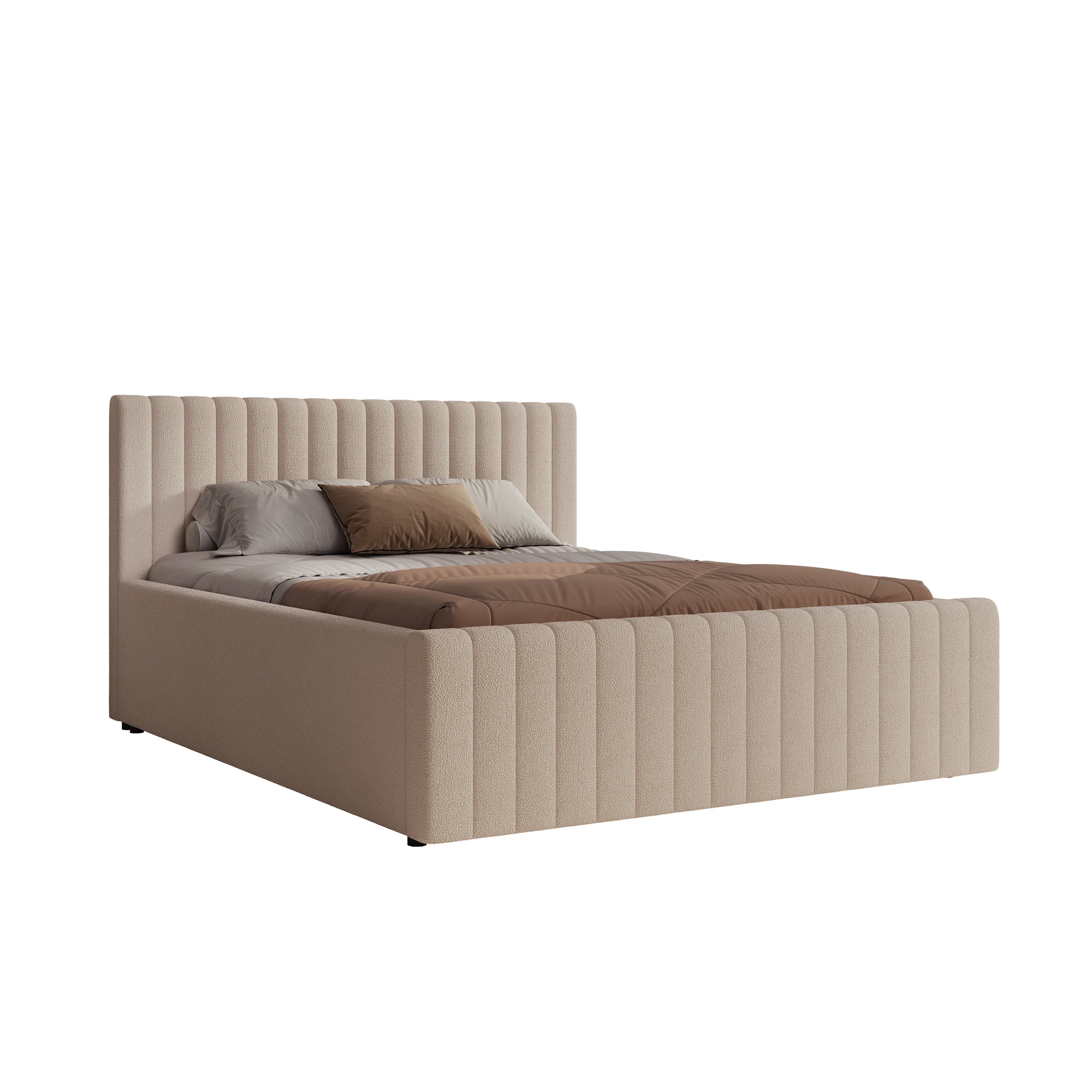 Bavira - Tweepersoonsbed met opbergruimte - Stof beige - 160x200 cm - Image 6